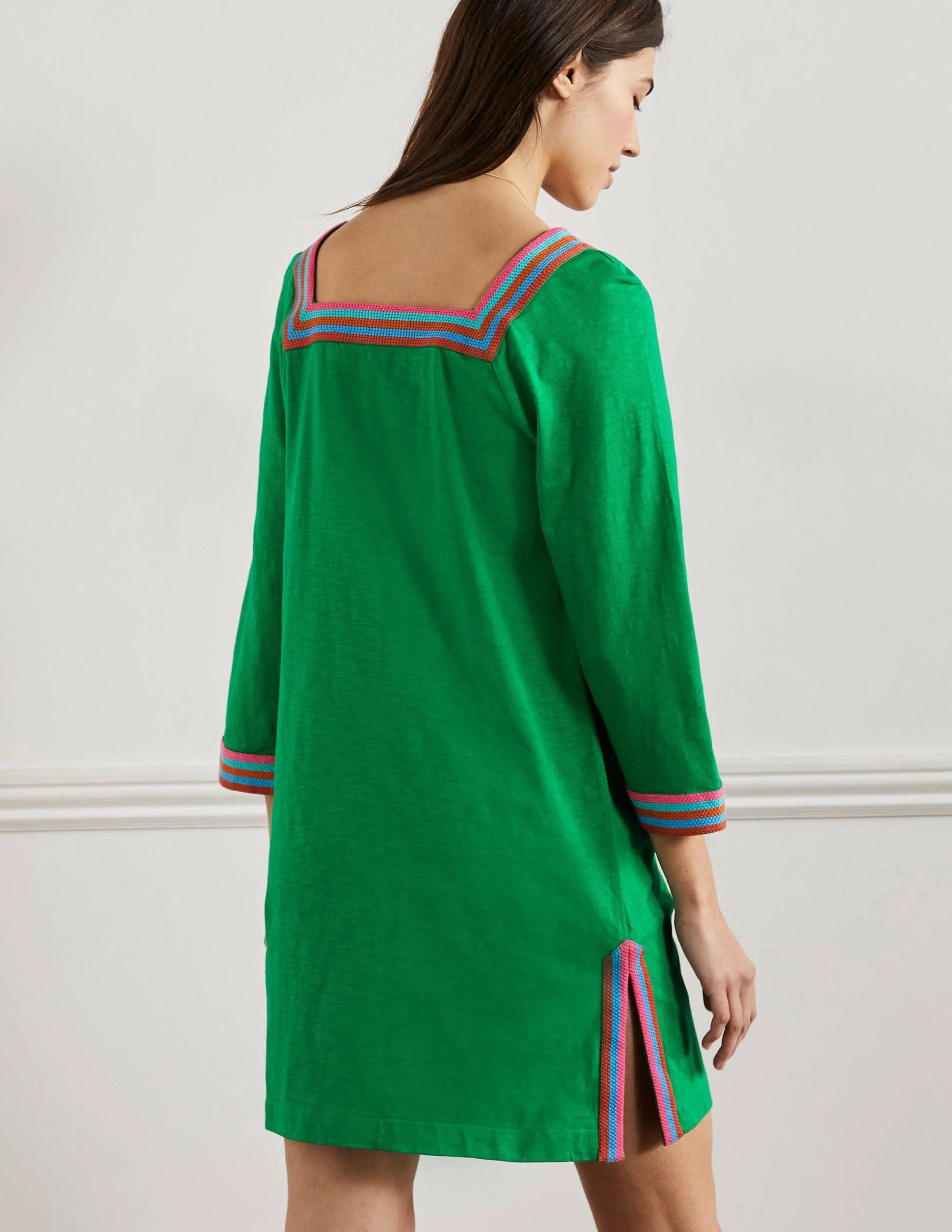 Embroidered Jersey Tunic-Rich Emerald - Image 3