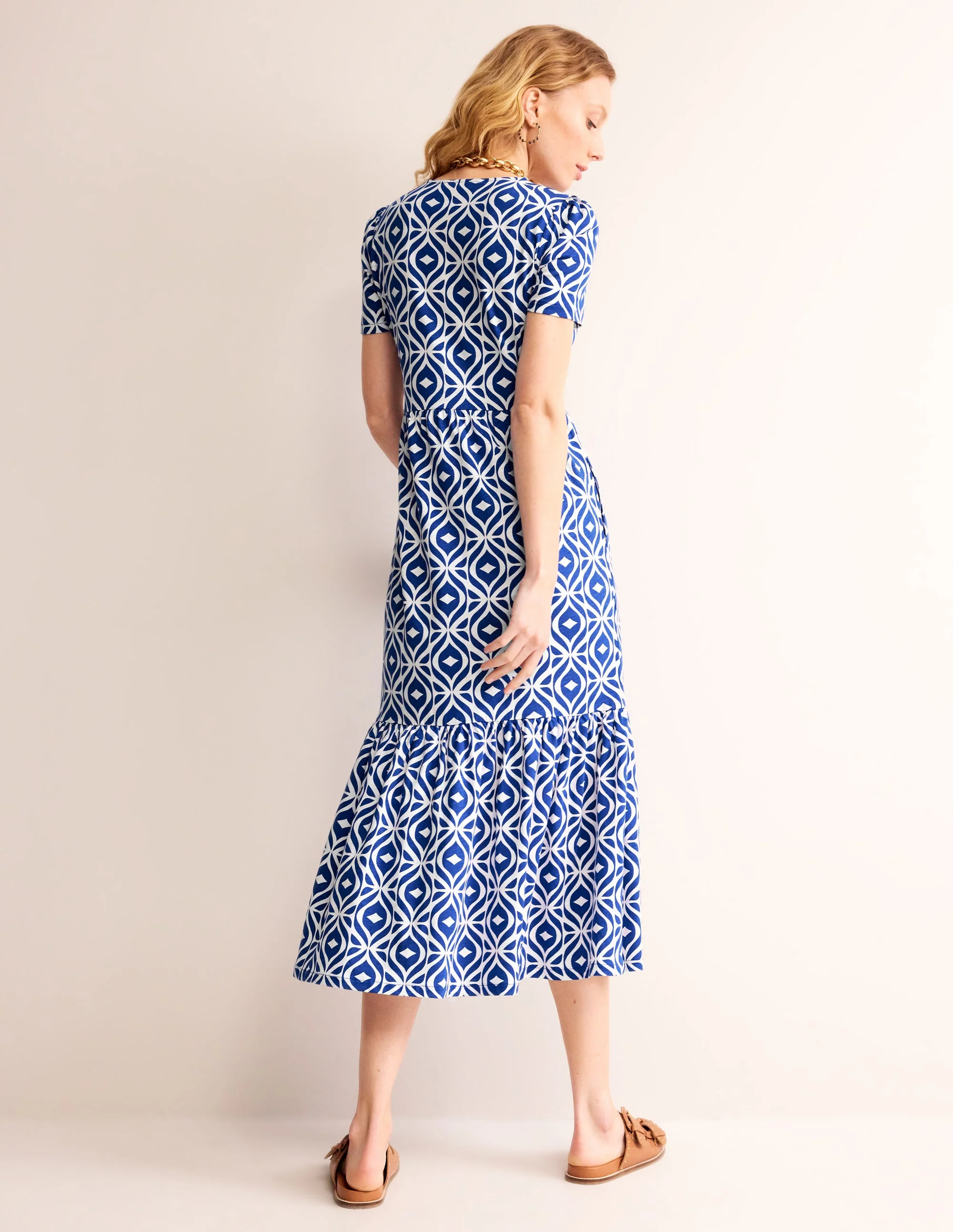 Emma Tiered Jersey Midi Dress-Surf the Web, Diamond Wave - Image 3