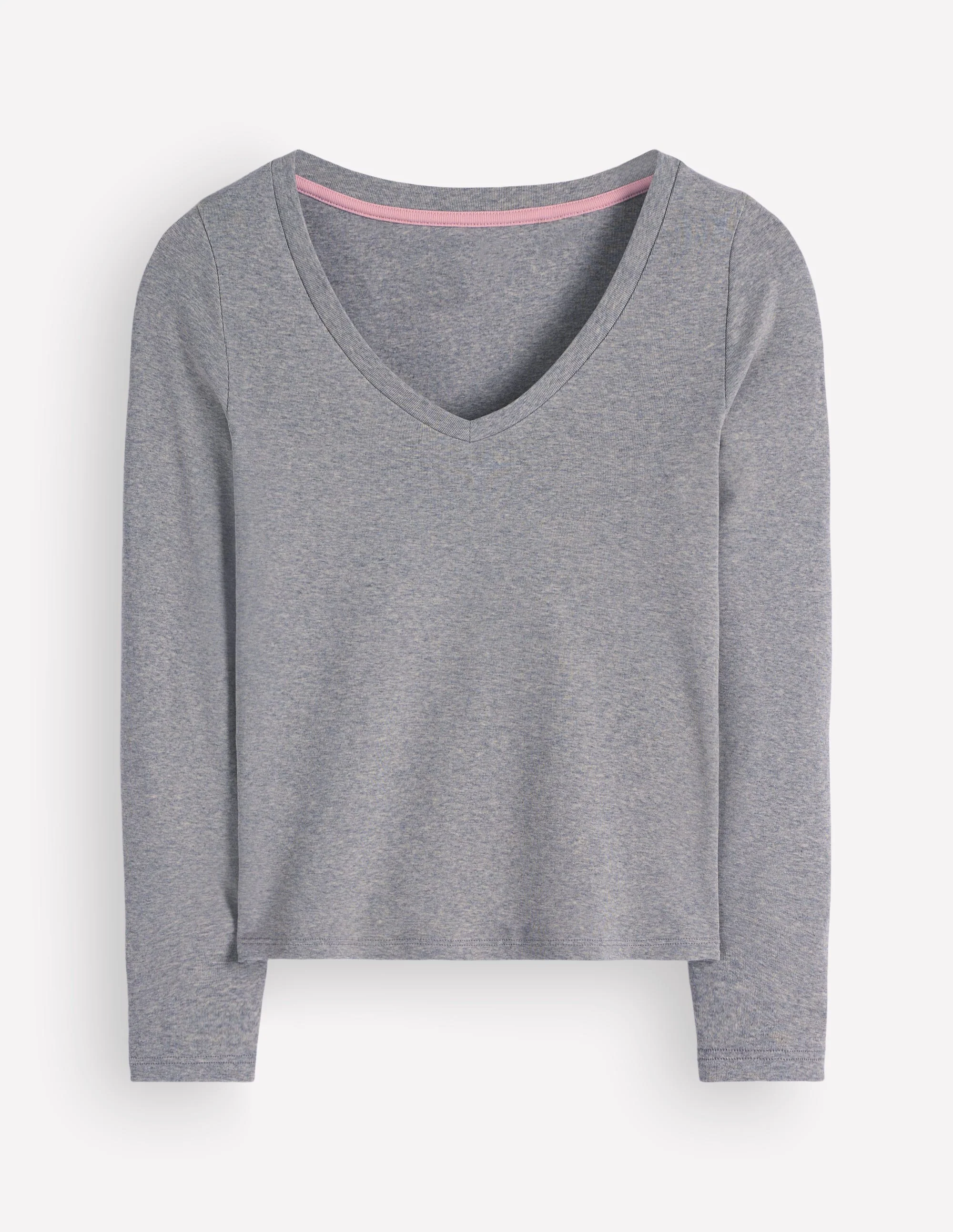 Essential V Neck Top-Grey Marl - Image 5