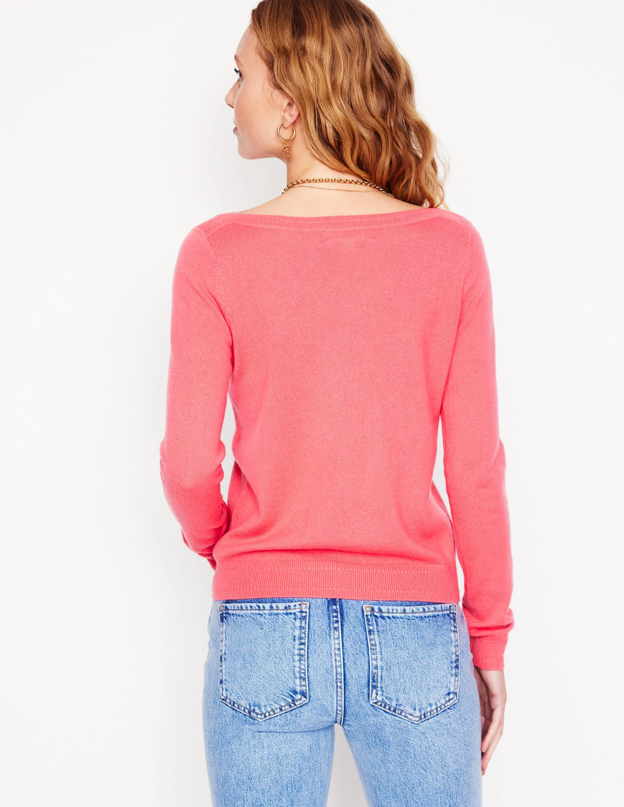 Eva Cashmere Boat Neck Jumper-Azalea Pink - Image 3