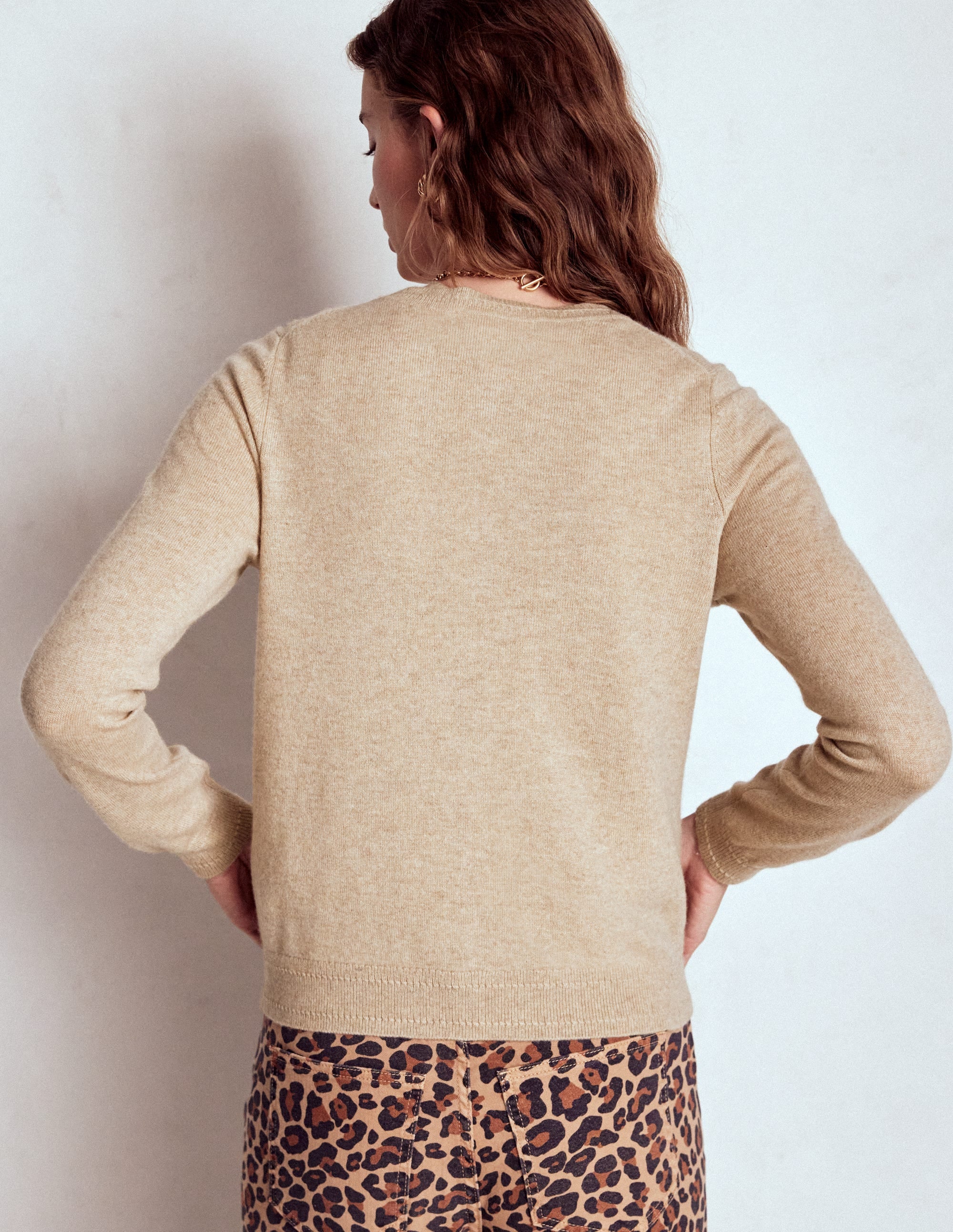Eva Cashmere Crew Cardigan-Chinchilla Melange - Image 3