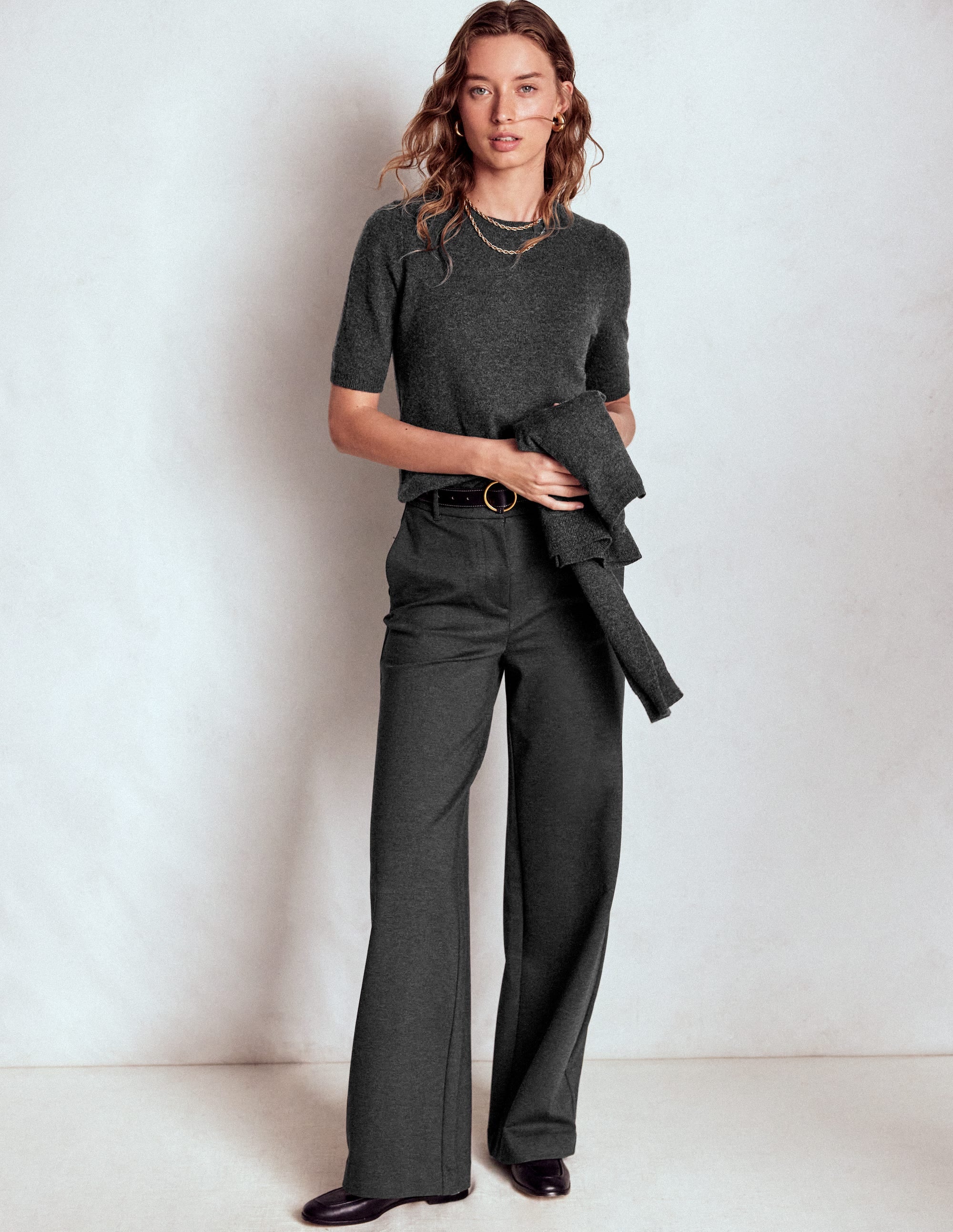Eva Cashmere T-Shirt-Charcoal Melange