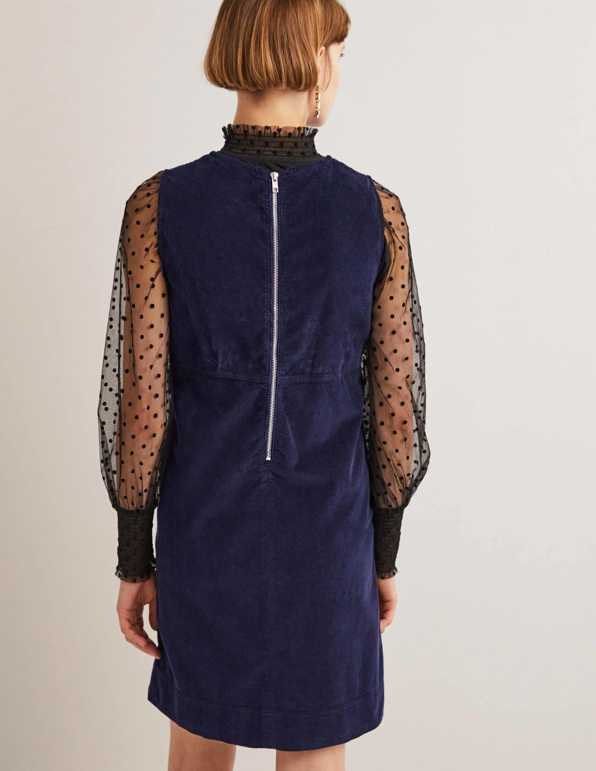 Evie Cord Shift Dress-Navy - Image 3