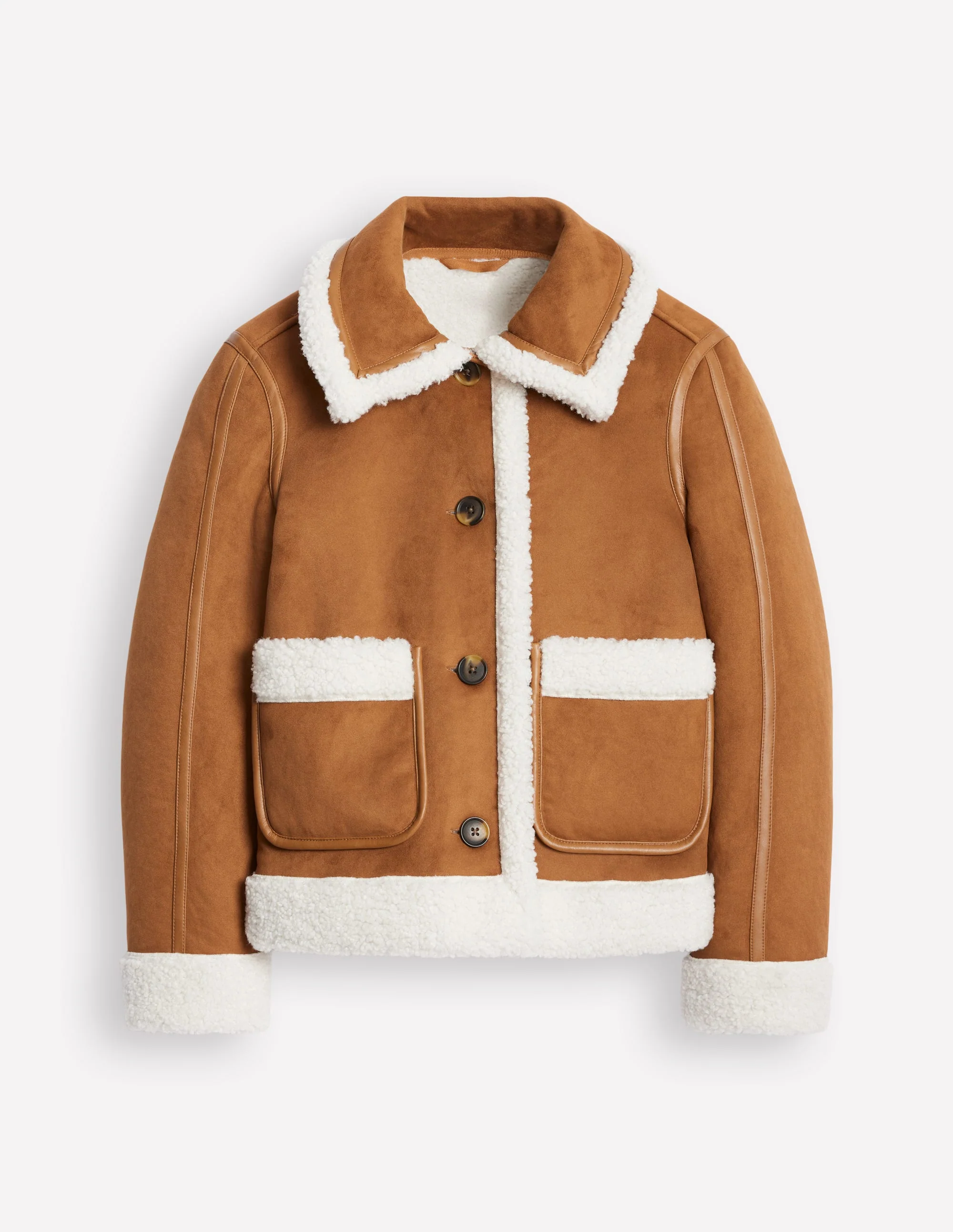 Faux Shearling Jacket-Brown - Image 7