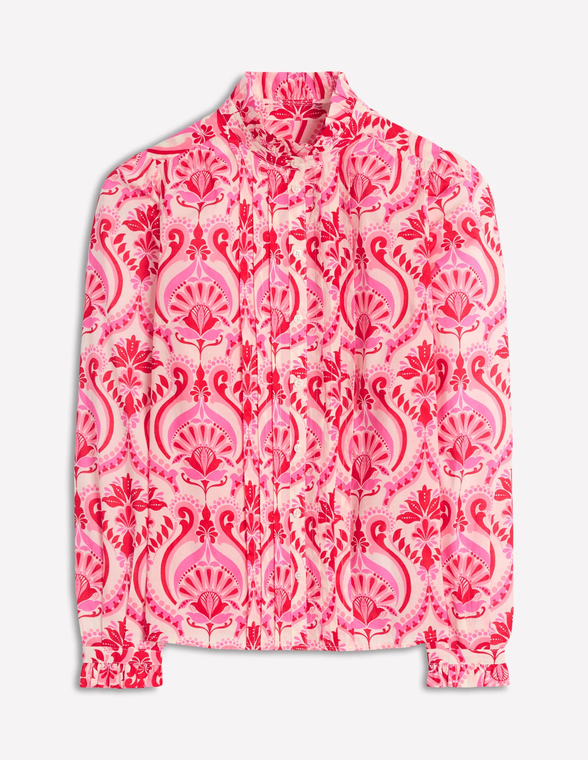 Felicity Cotton Blouse-Poppy Red, Ornamental Floral - Image 10