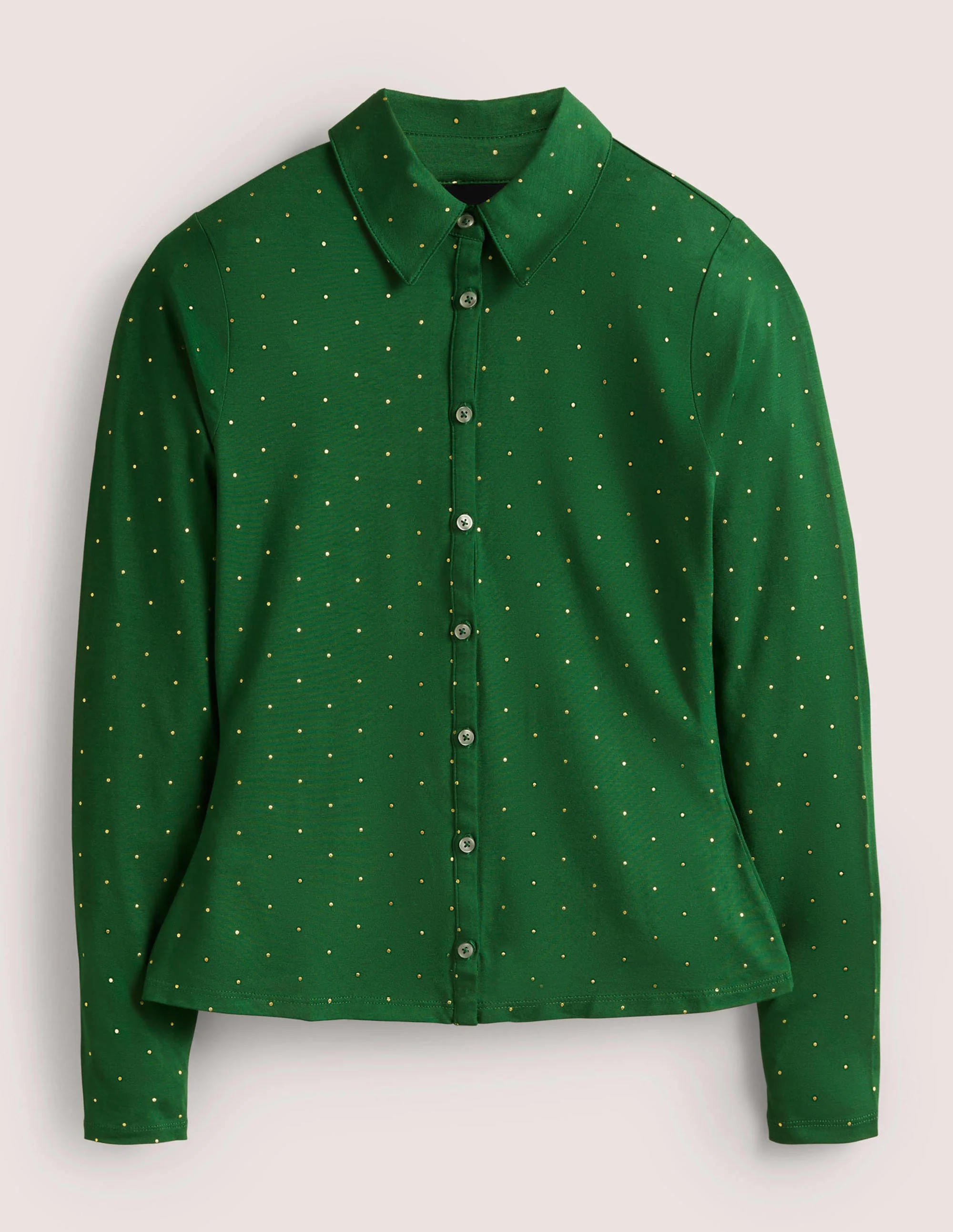 Fitted Jersey Shirt-Hunter Green, Foil Dot - Image 5