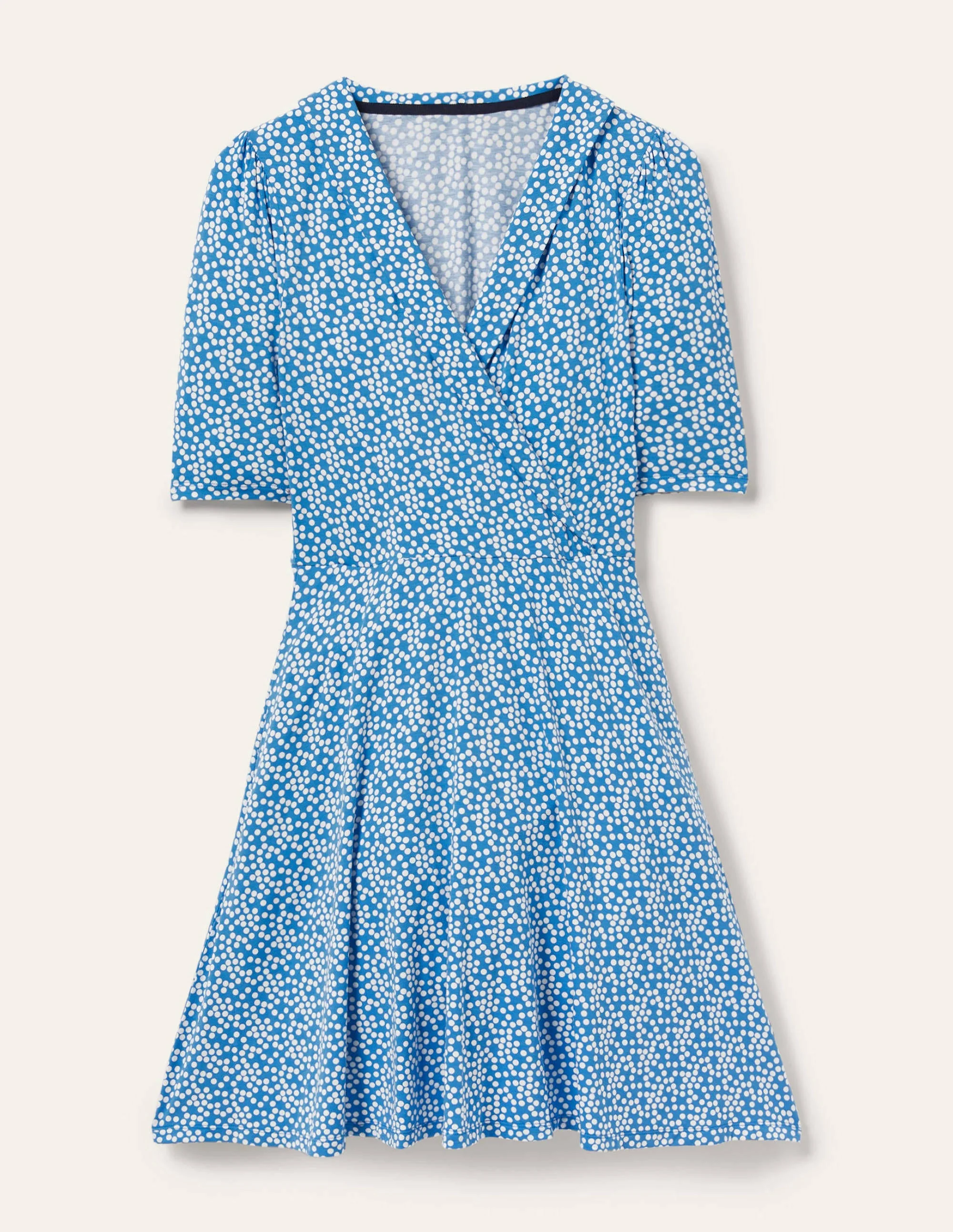 Fixed Wrap Jersey Dress-Moroccan Blue Spot - Image 5