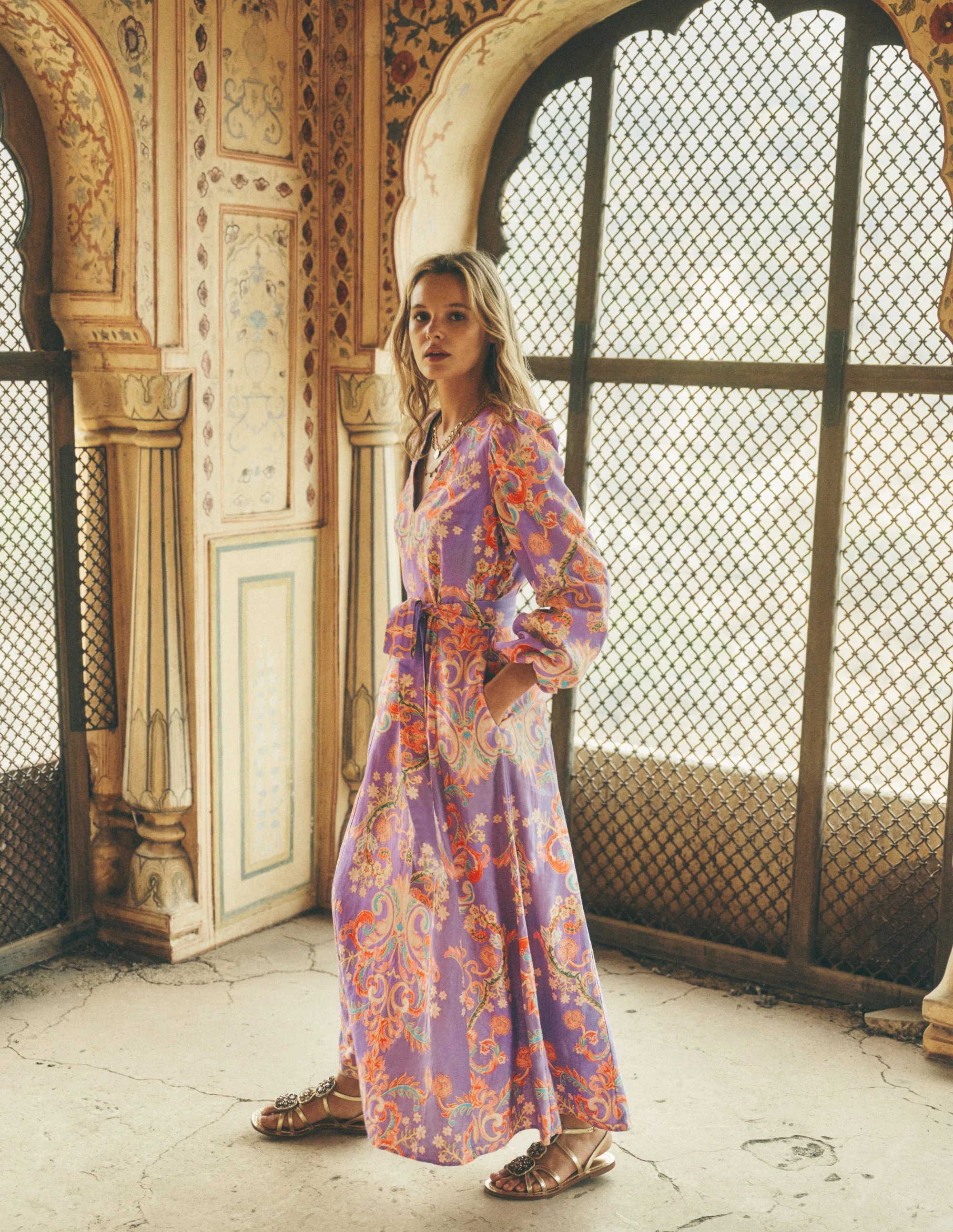 Florence Linen Blend Dress-Multi Enchanting Bouquet - Image 5