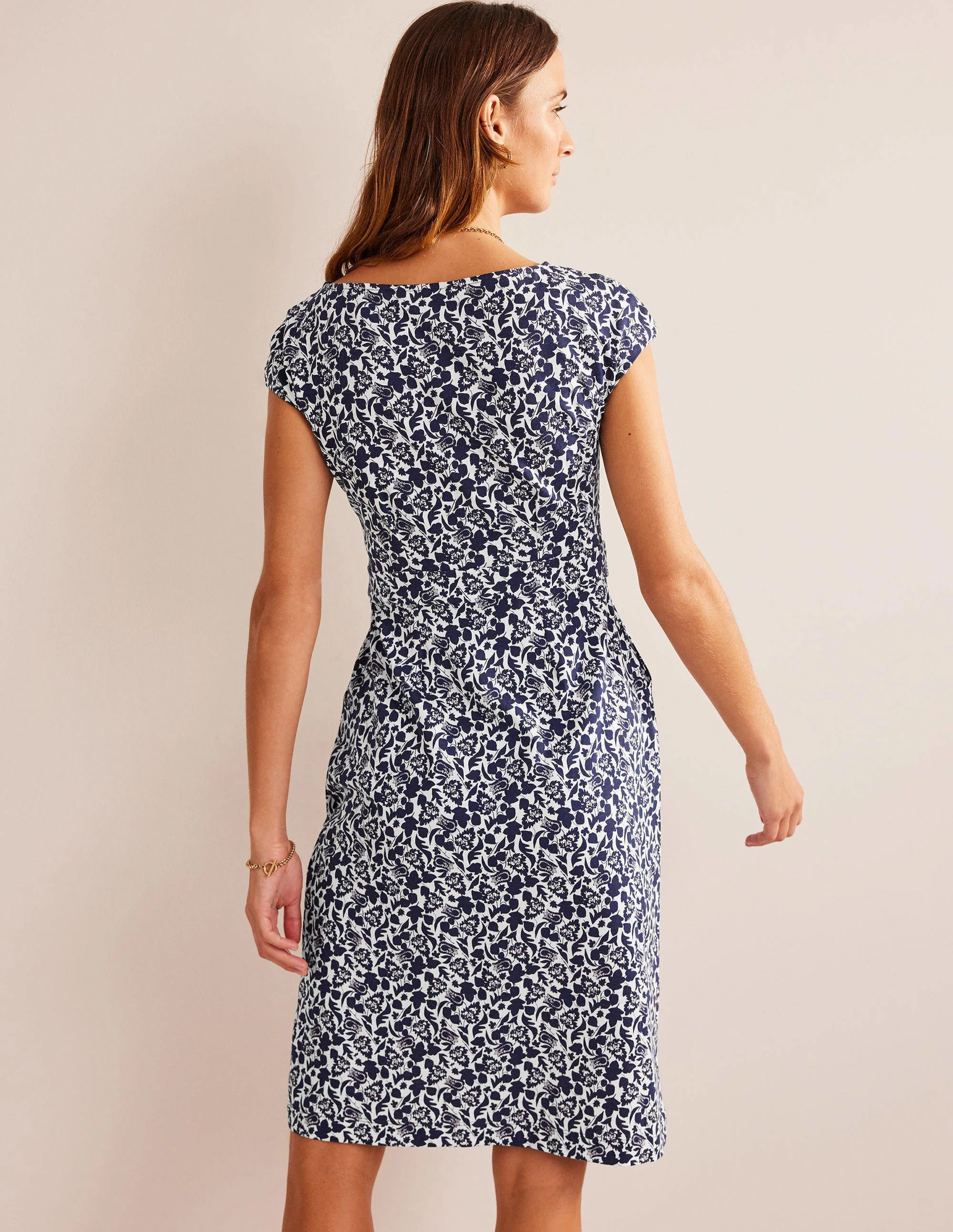 Florrie Jersey Dress-French Navy, Tulip Bloom - Image 3