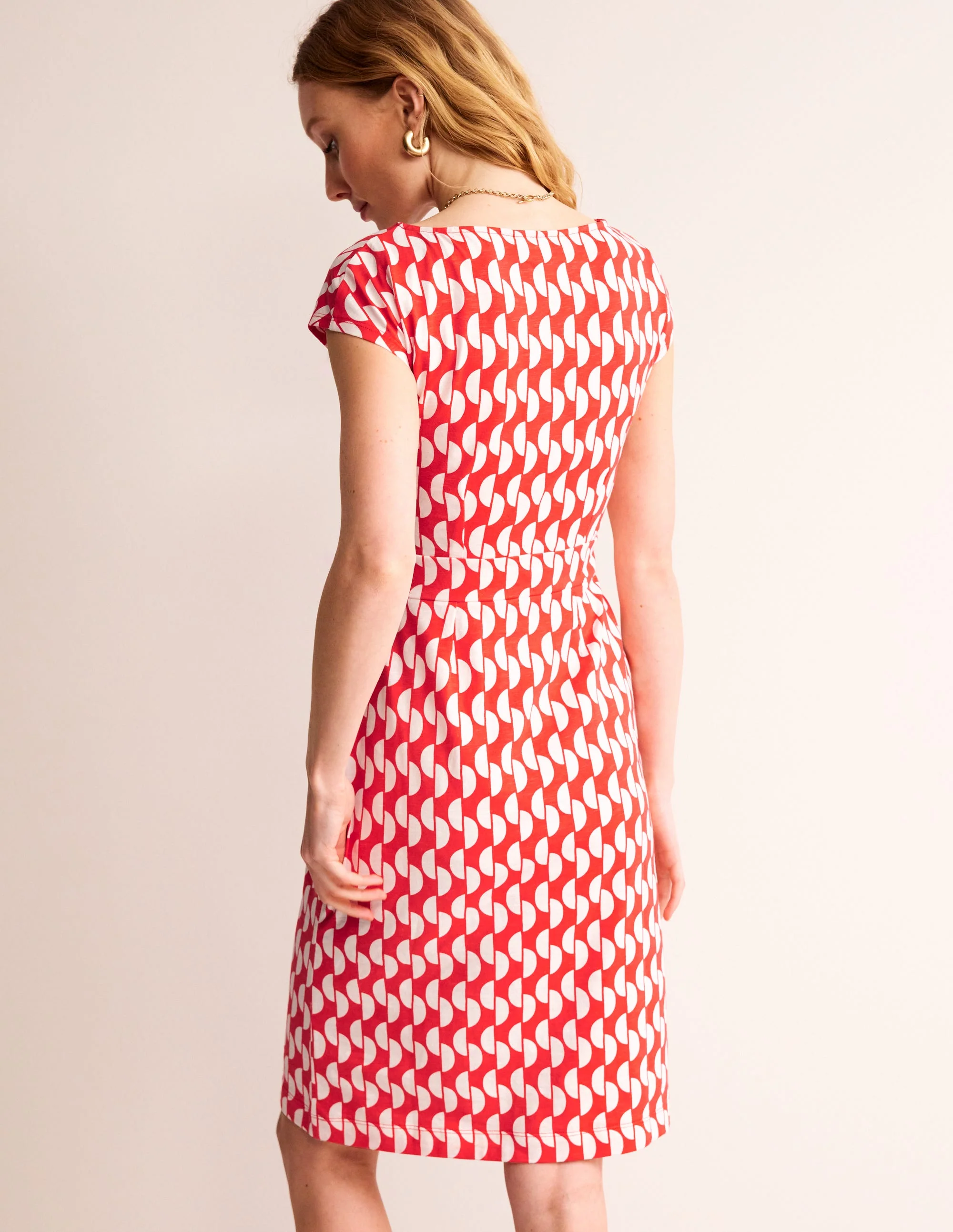 Florrie Jersey Dress-Poppy Red. Geo Wave - Image 3