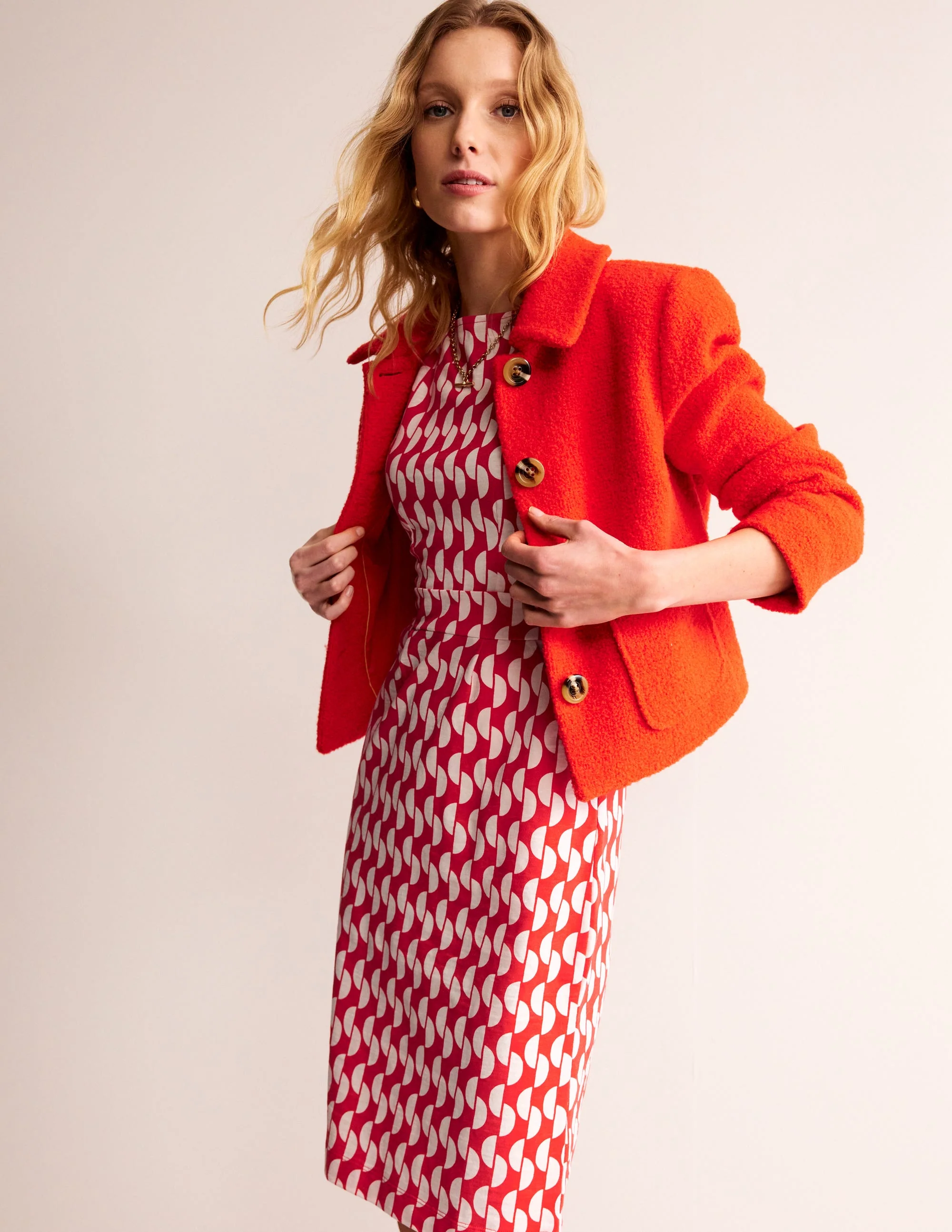 Florrie Jersey Dress-Poppy Red. Geo Wave - Image 4