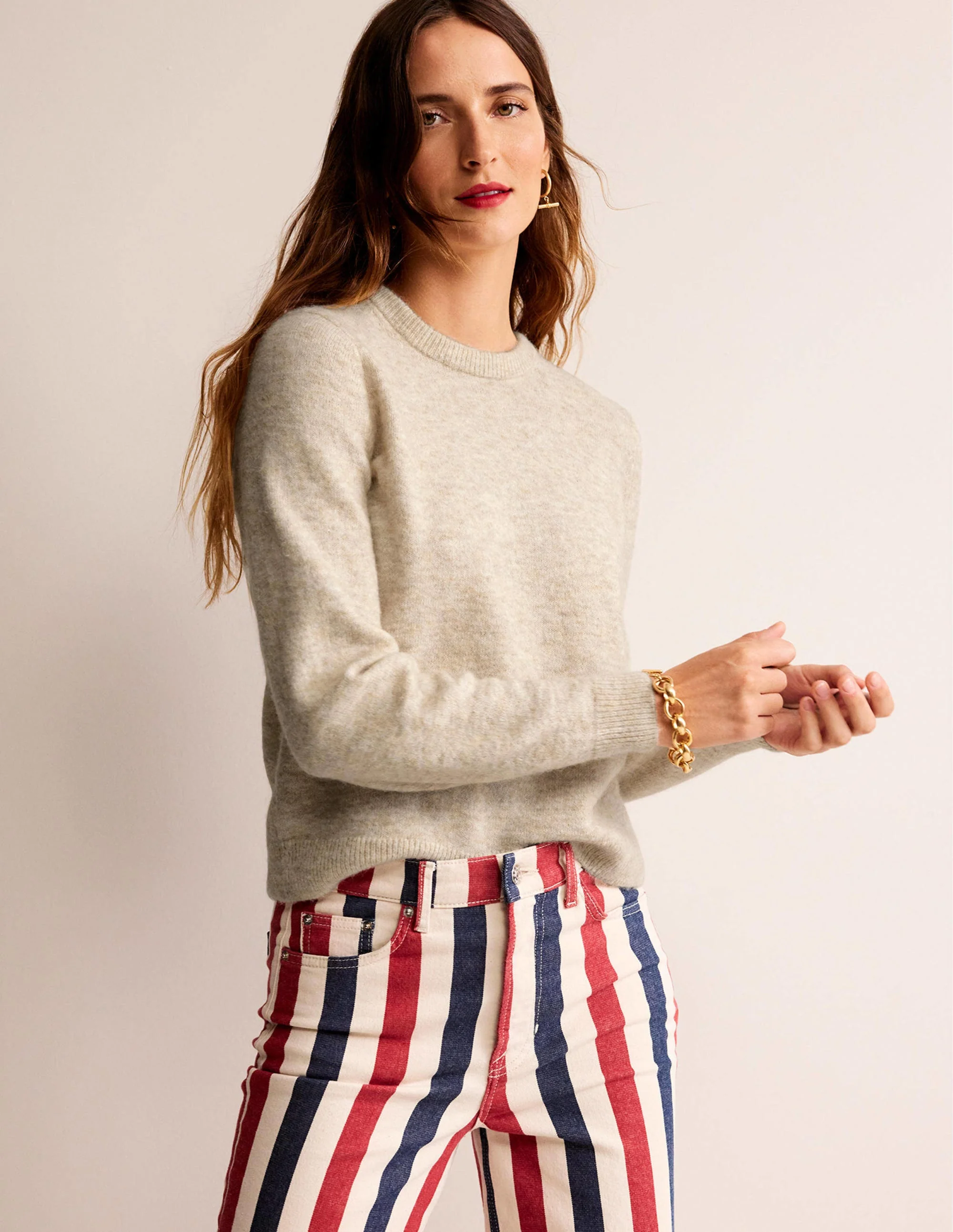 Fluffy Bow Back Jumper-Oatmeal Melange