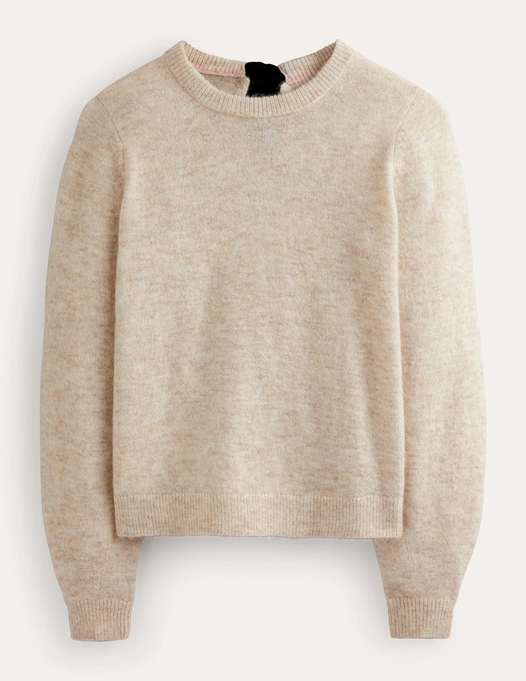 Fluffy Bow Back Jumper-Oatmeal Melange - Image 7