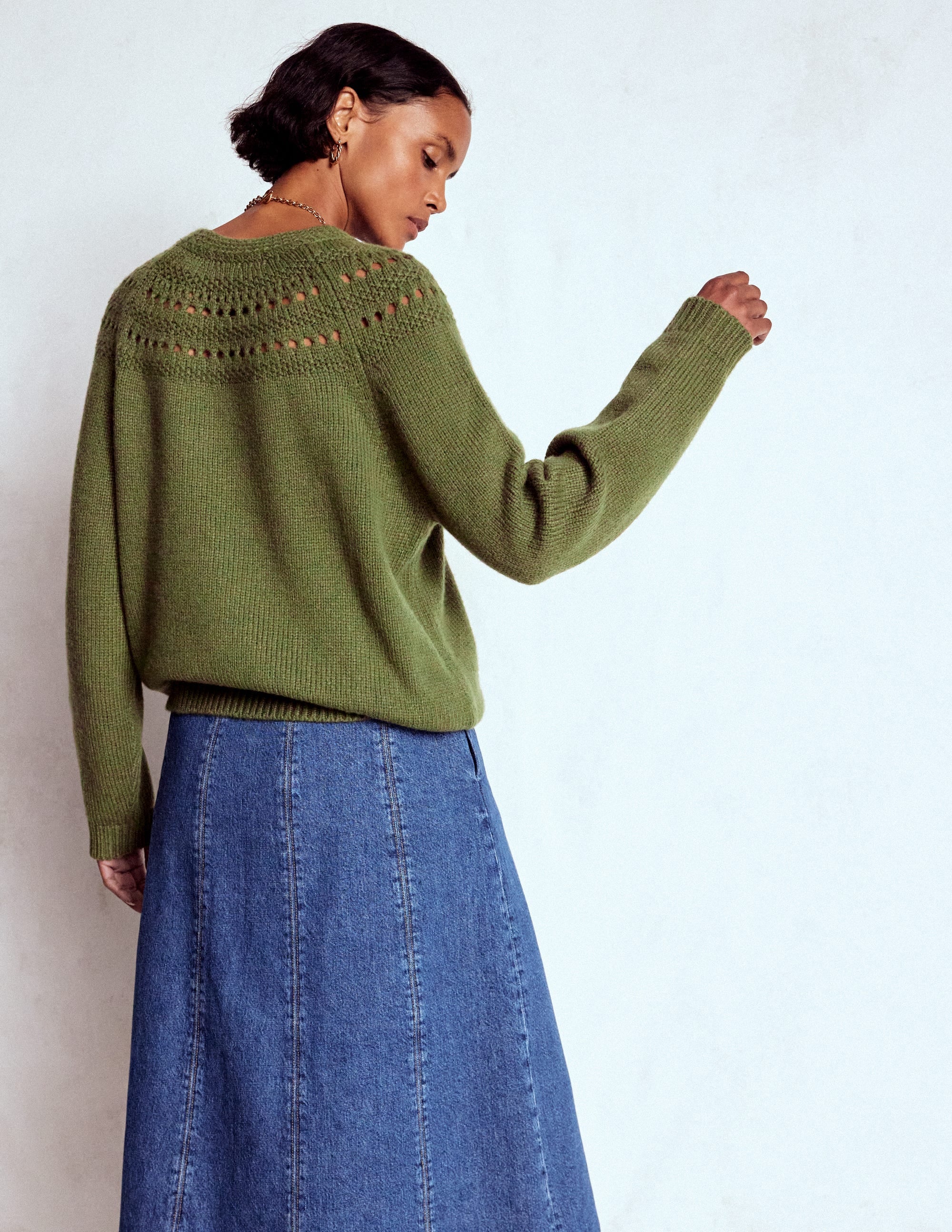 Fluffy Chunky Jumper-Woodland Green - Image 3