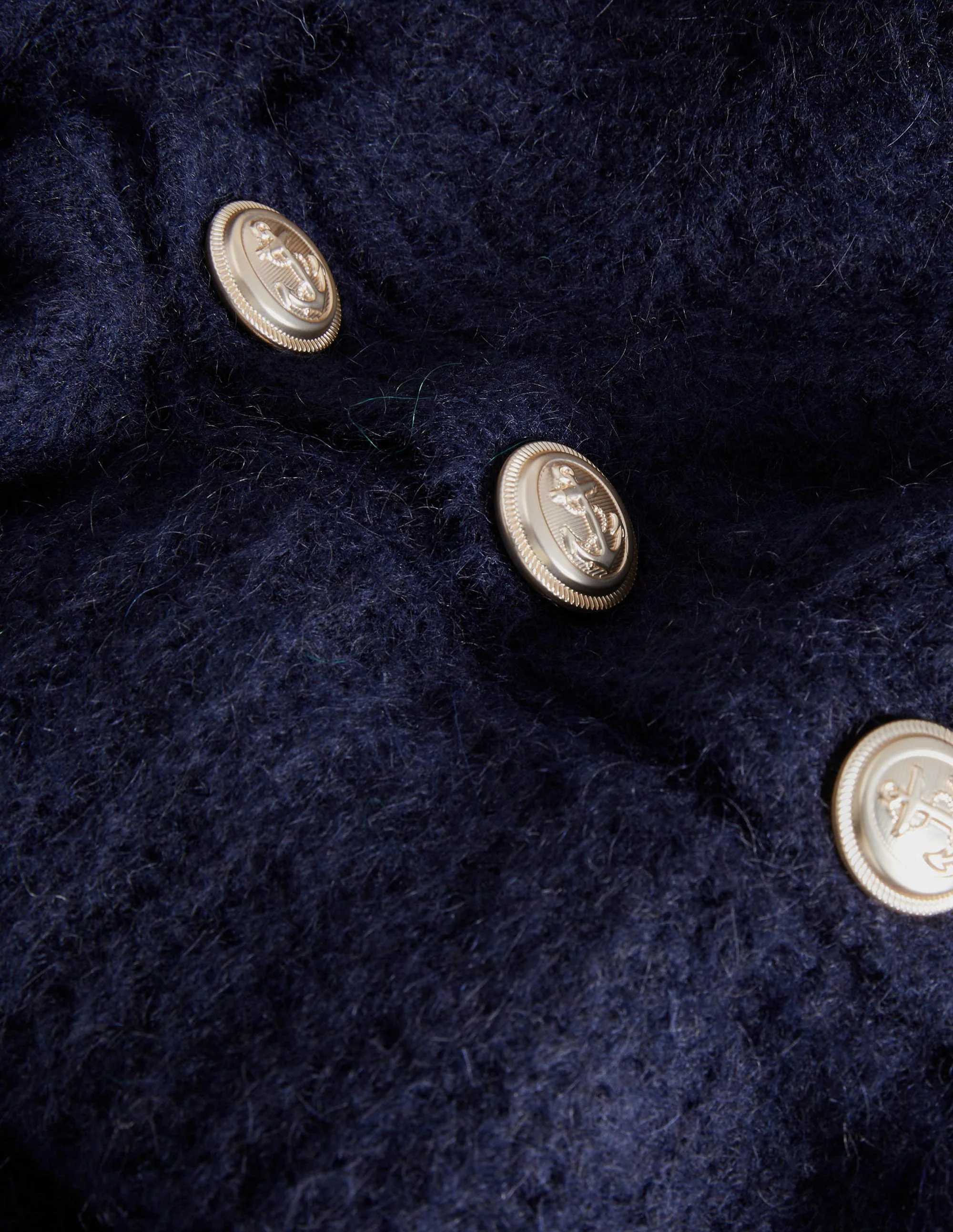 Fluffy Ribbed Button Jumper-Navy - Image 7