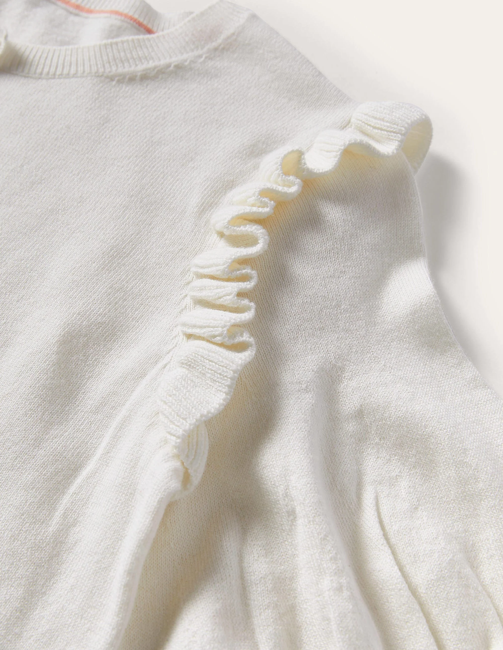 Frill Shoulder Cotton Cardigan-Ivory - Image 9
