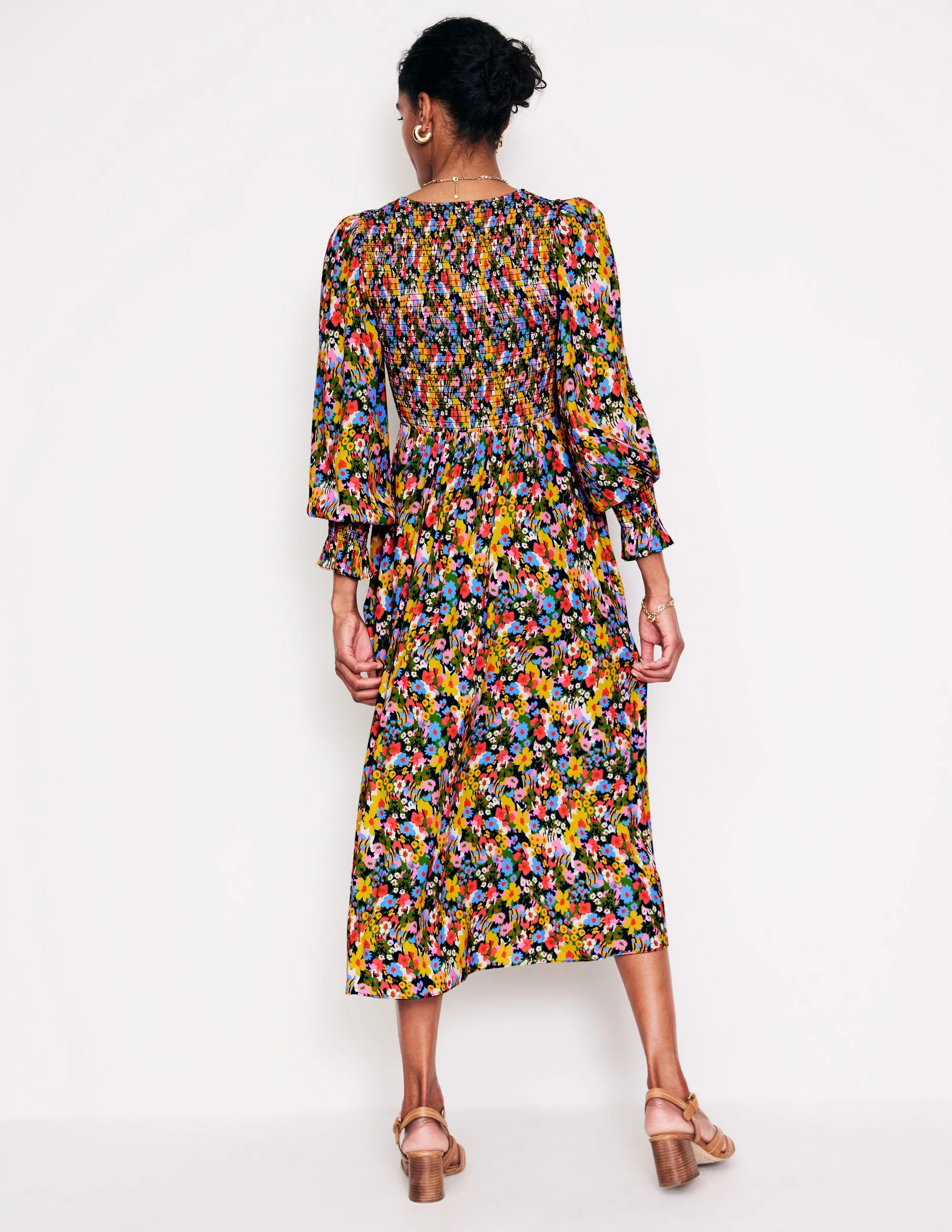 Gemma Smocked Midi Dress-Kale, Meadow Pop - Image 4