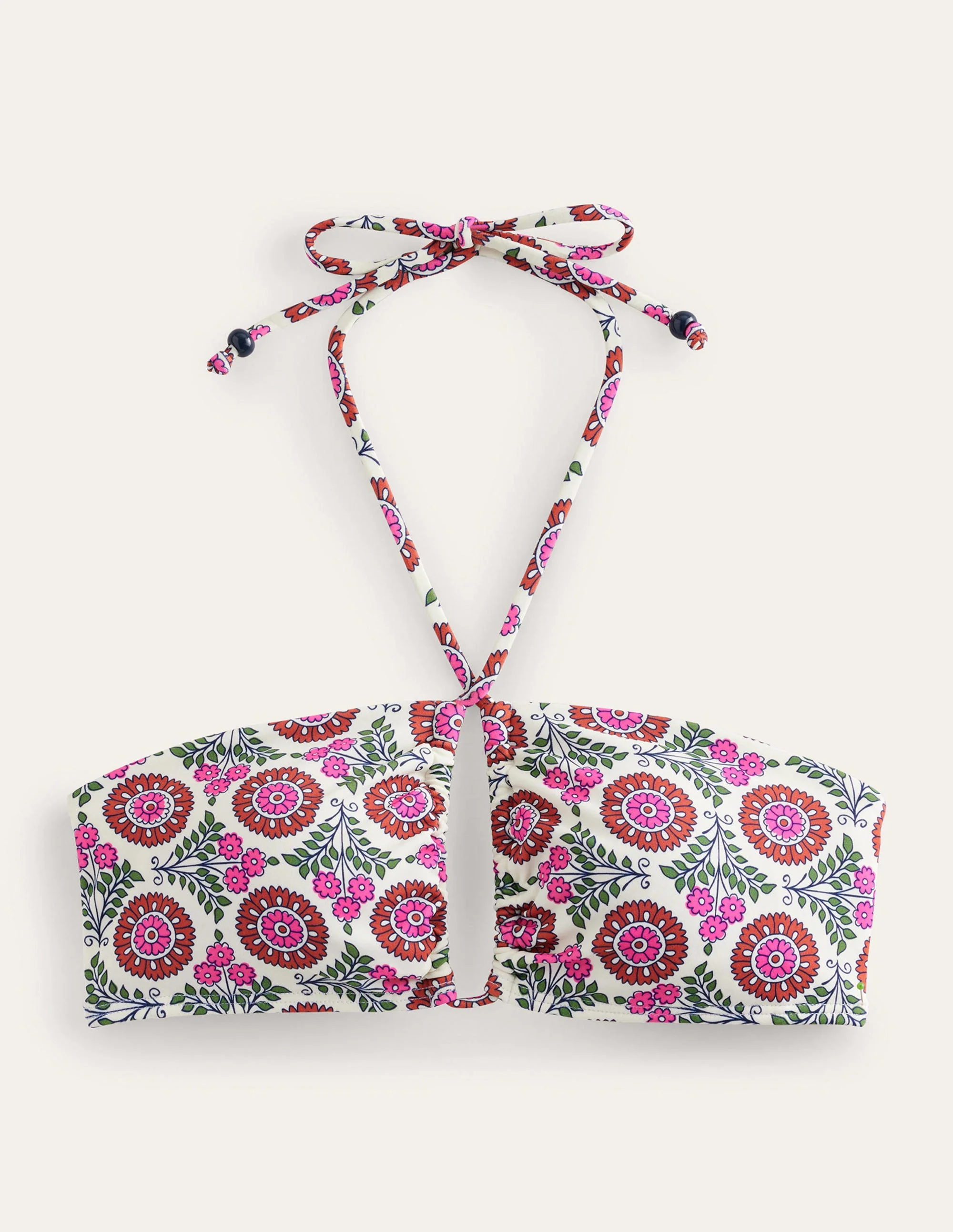 Halterneck Bandeau Bikini Top-Gin Fizz, Sunflower Sprig - Image 6
