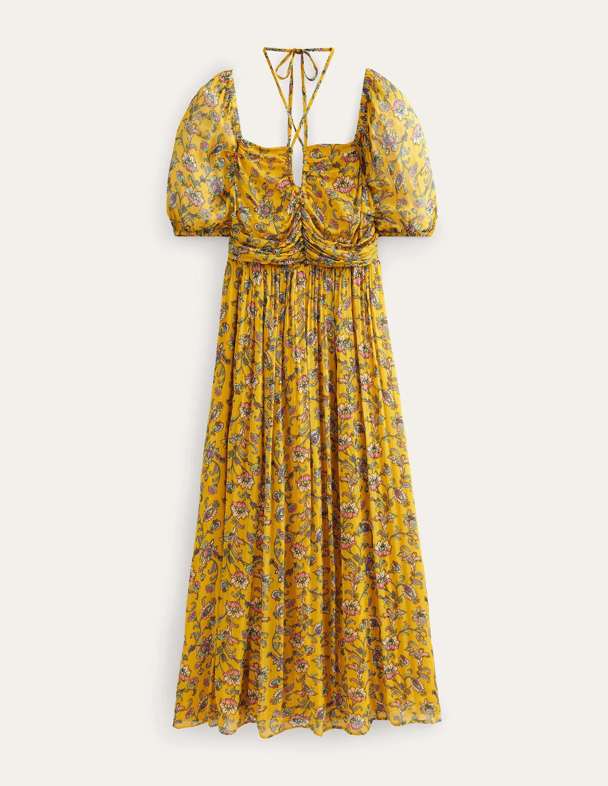 Halterneck Detail Maxi Dress-Mustard Seed, Meadow Fall - Image 6