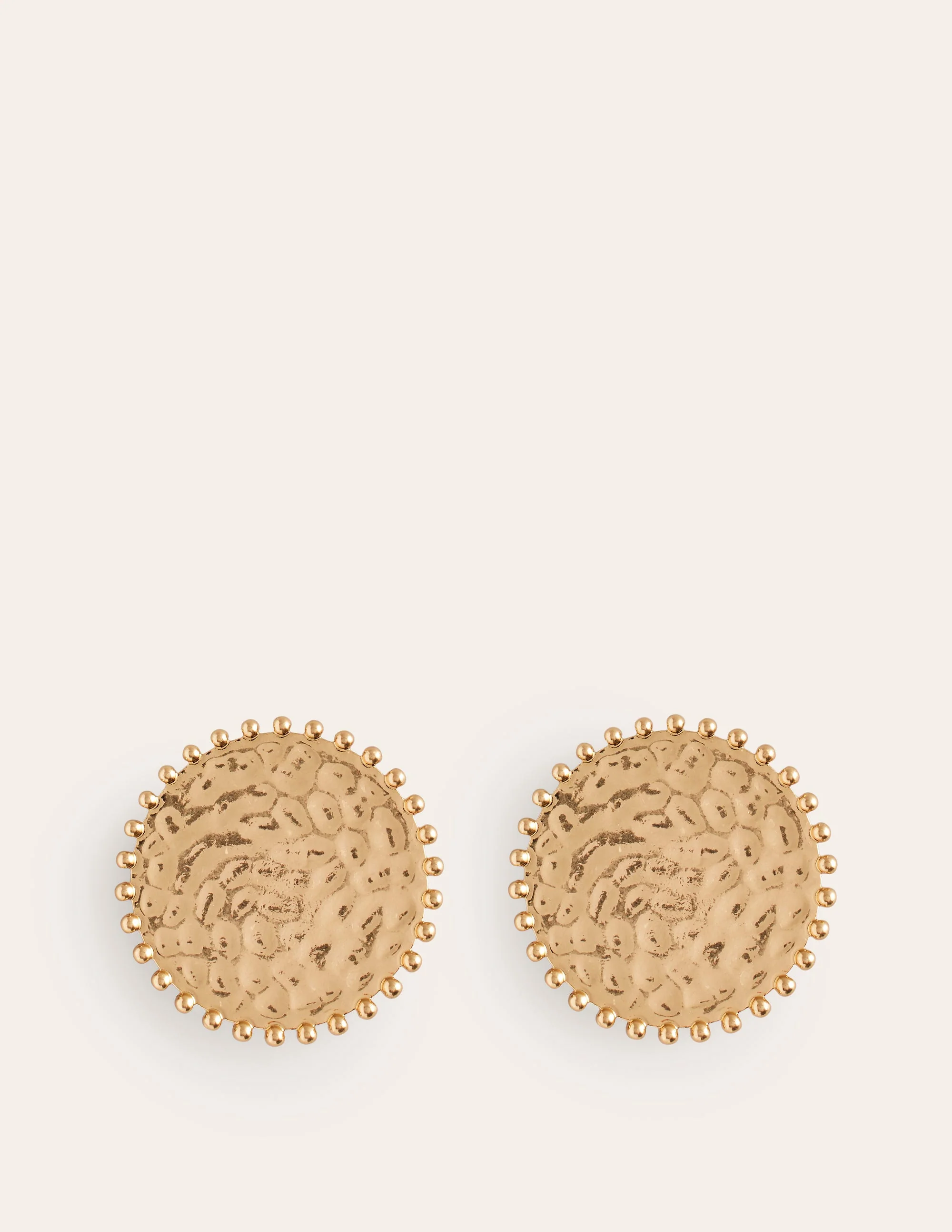 Hammered Disk Earrings-Gold