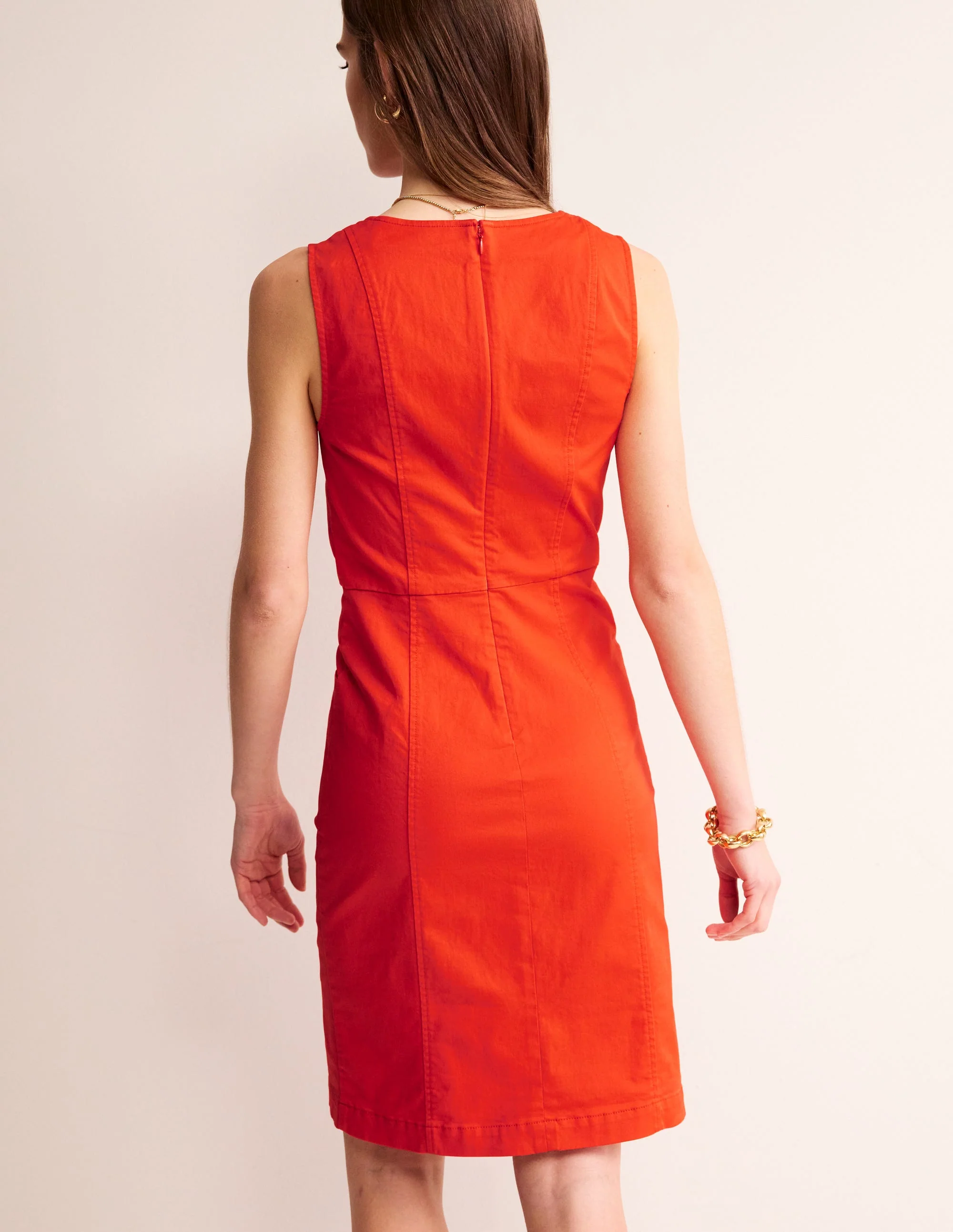 Helena Chino Short Dress-Poppy Red - Image 3