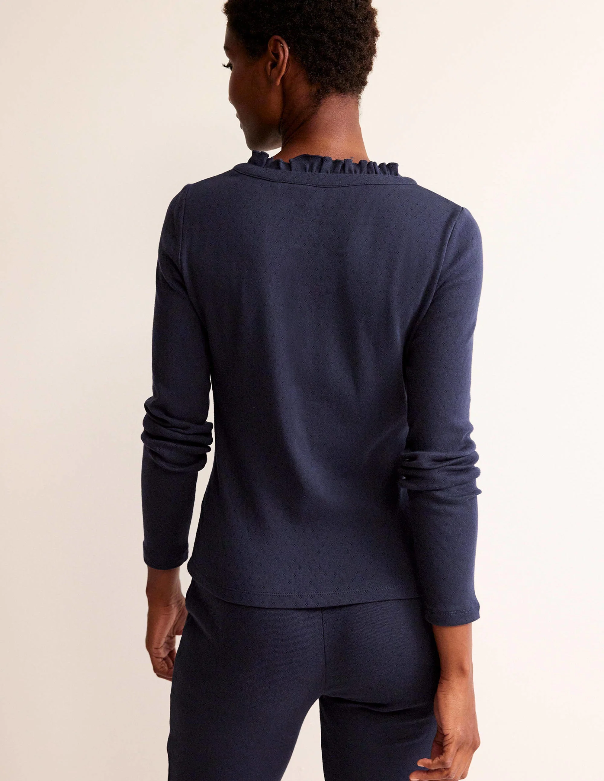 Henley Pyjama Top-Navy - Image 3
