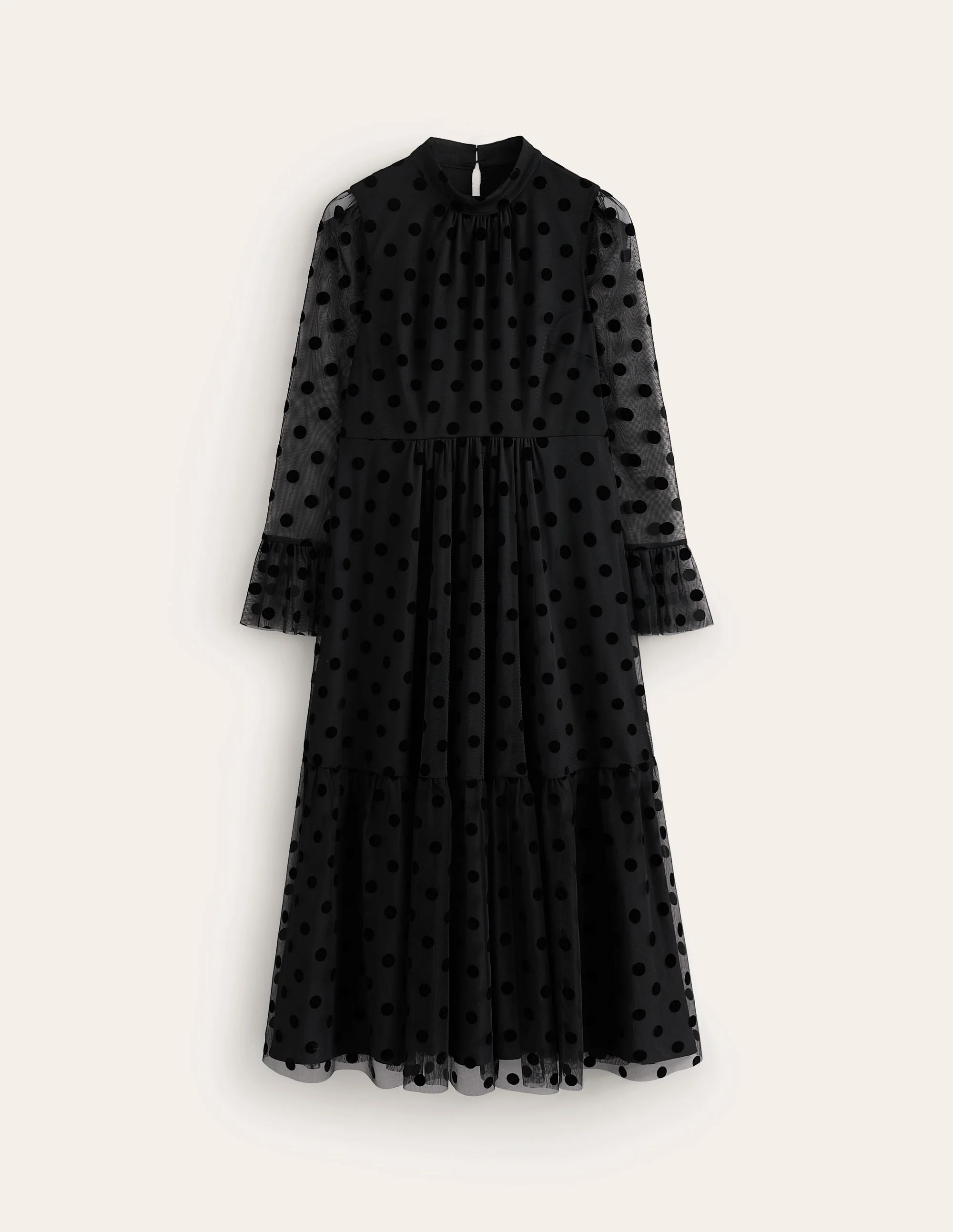 High Neck Tulle Tea Dress-Black Spot - Image 7