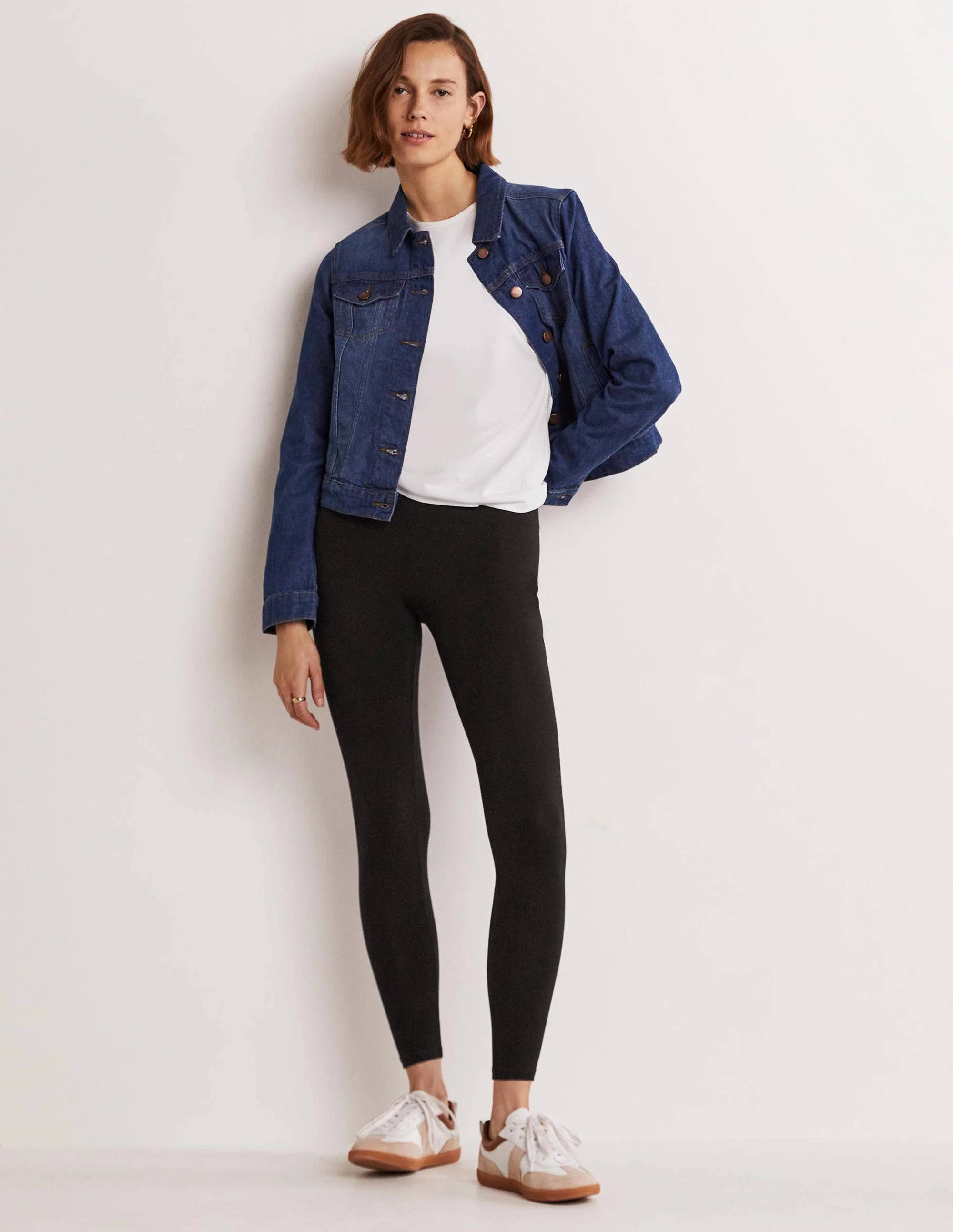 High Rise Black Jersey Leggings-Black