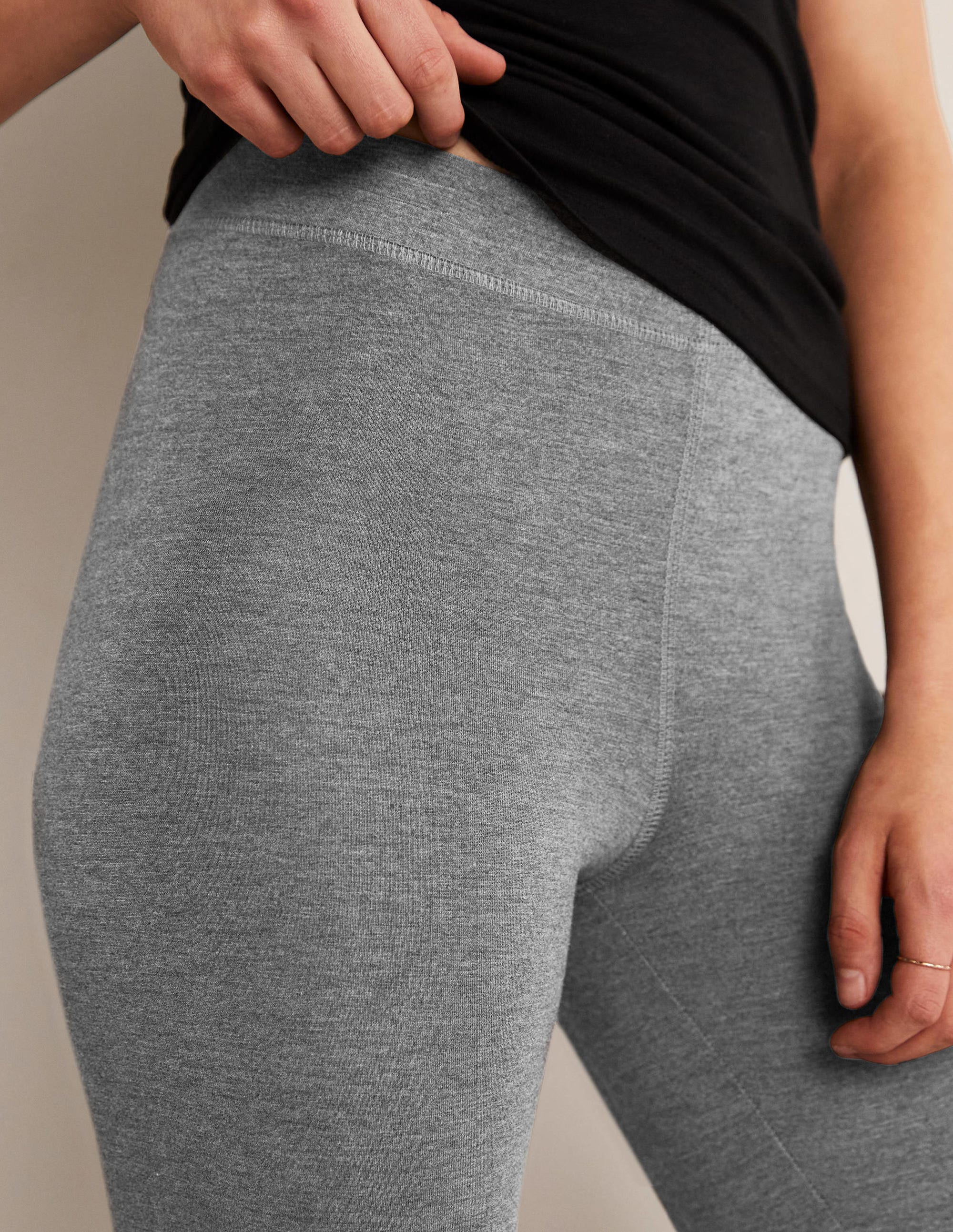 High Rise Crop Jersey Leggings-Charcoal - Image 6