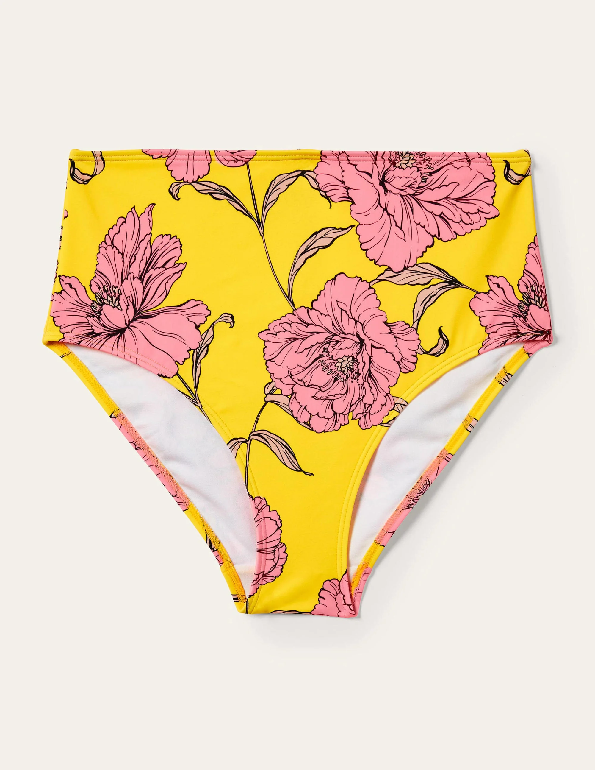 High Waisted Bikini Bottoms-Lemon Fizz, Peony Bloom - Image 10