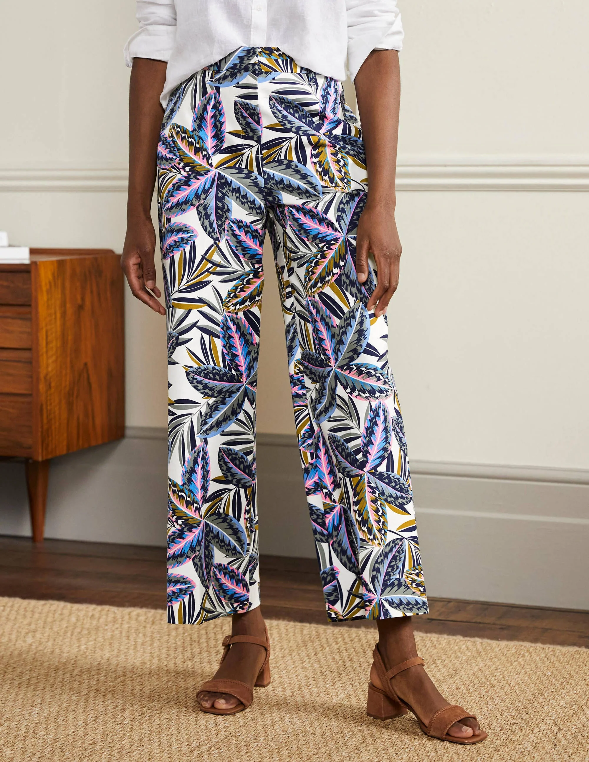 High Waisted Richmond Trousers-Multi, Exotic Leaves - Image 4