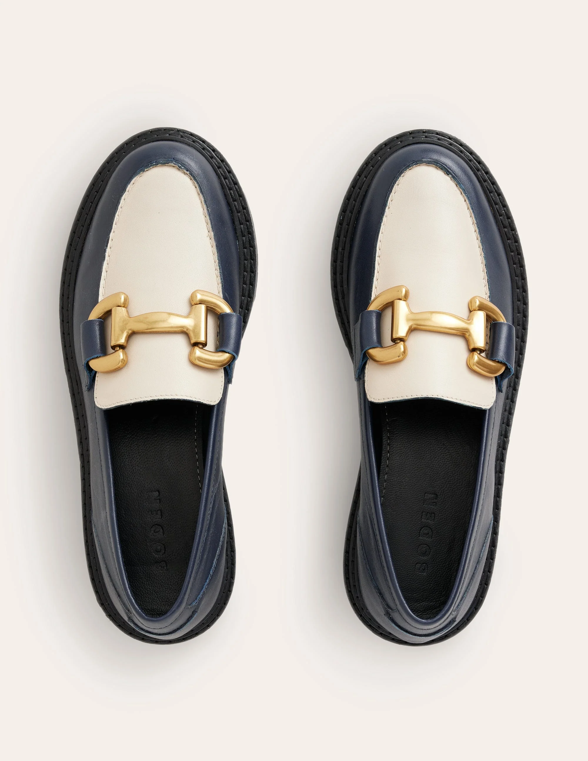 Iris Chunky Snaffle Loafers-Navy / Ecru - Image 5