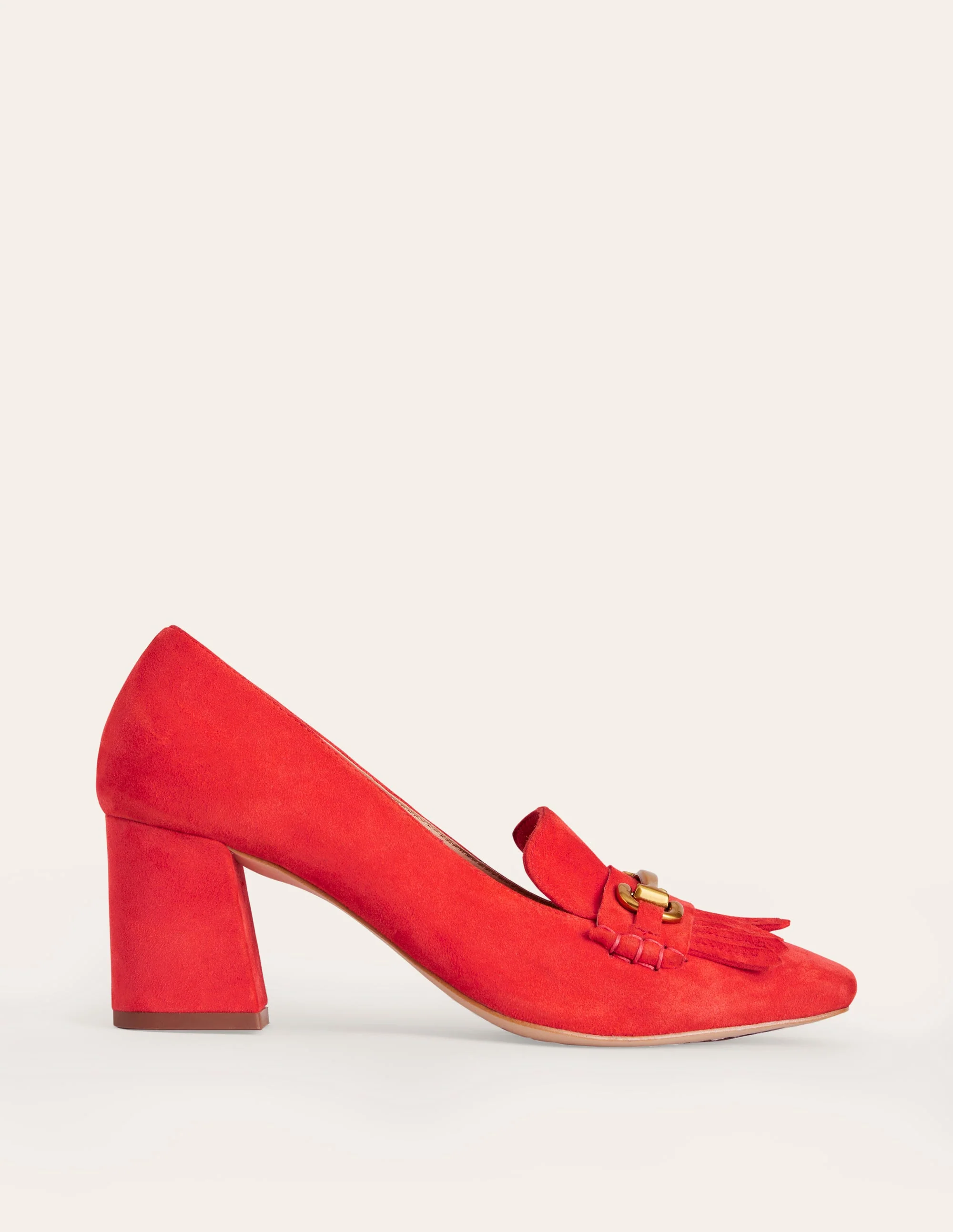 Iris Ghillie Heeled Loafers-Red Suede - Image 2