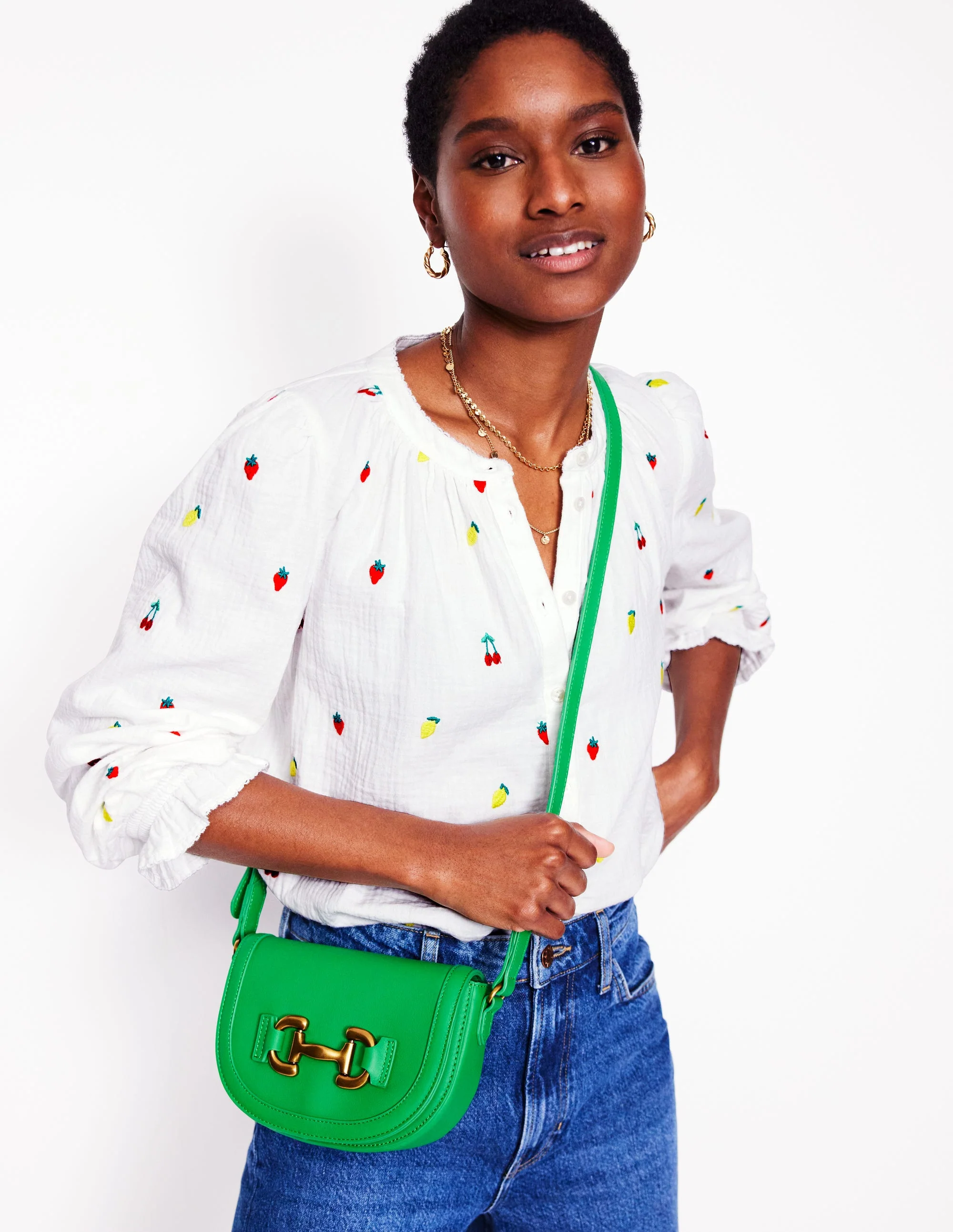 Iris Leather Mini Satchel-Green - Image 2