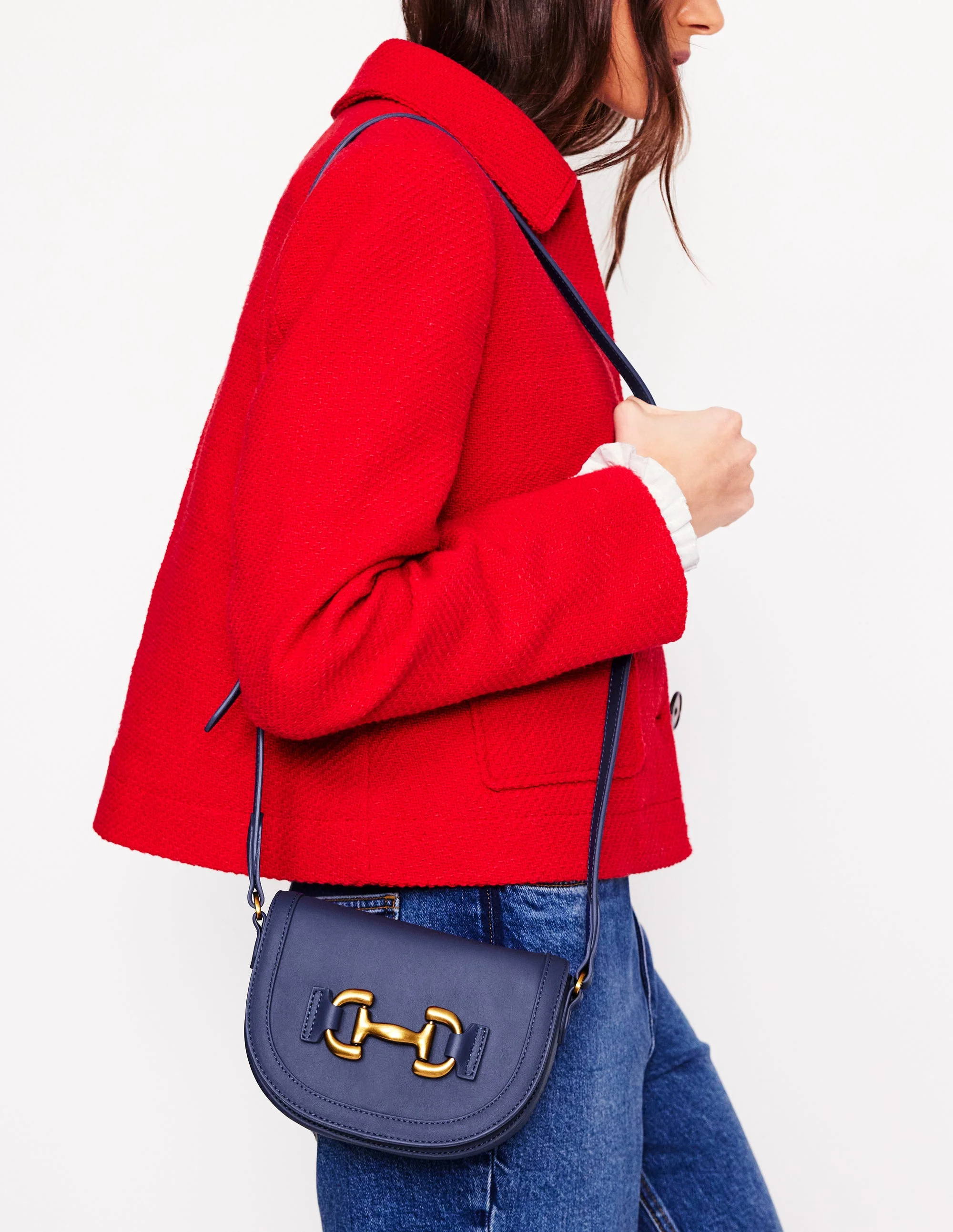 Iris Leather Mini Satchel-Navy - Image 2
