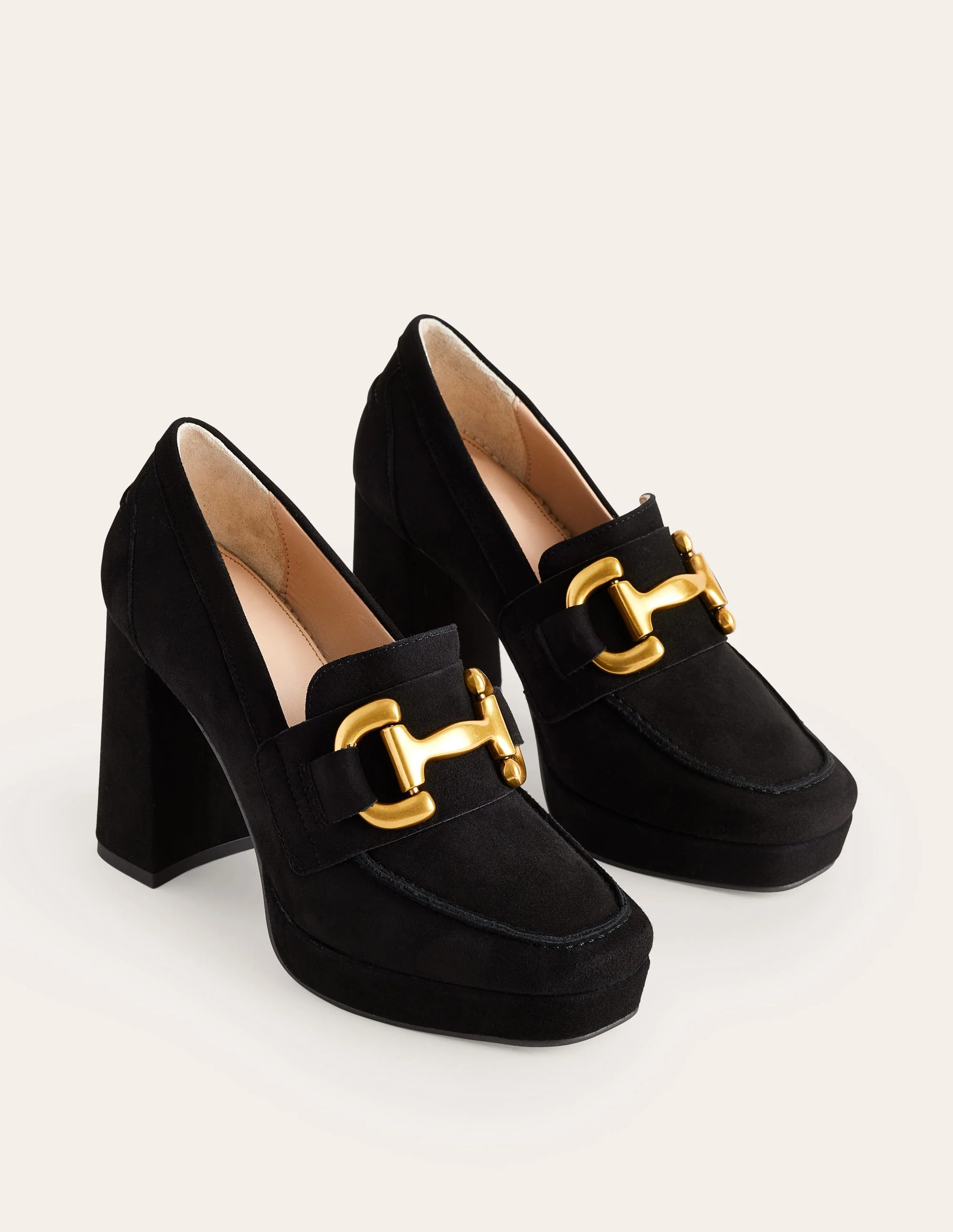 Iris Platform Snaffle Loafers-Black Suede - Image 3