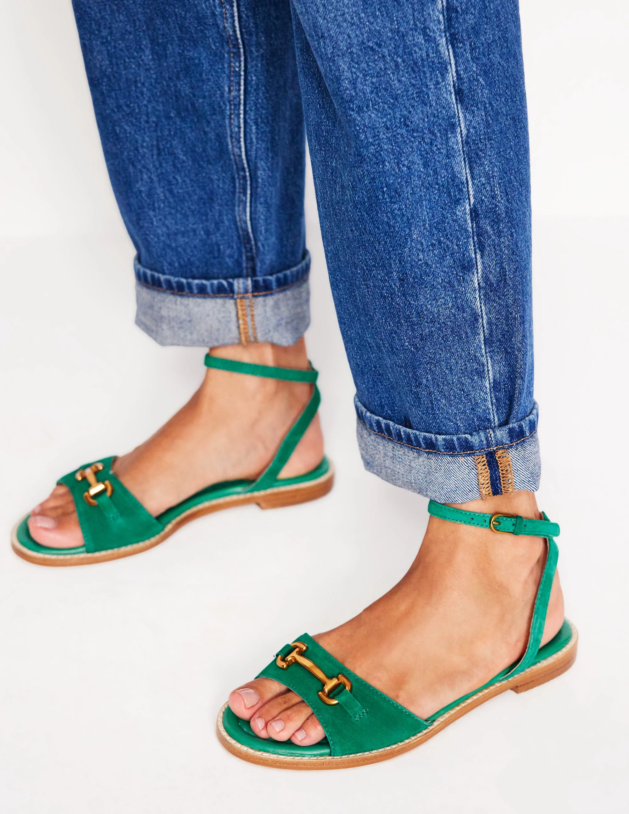Iris Snaffle Flat Sandals-Rich Emerald - Image 2