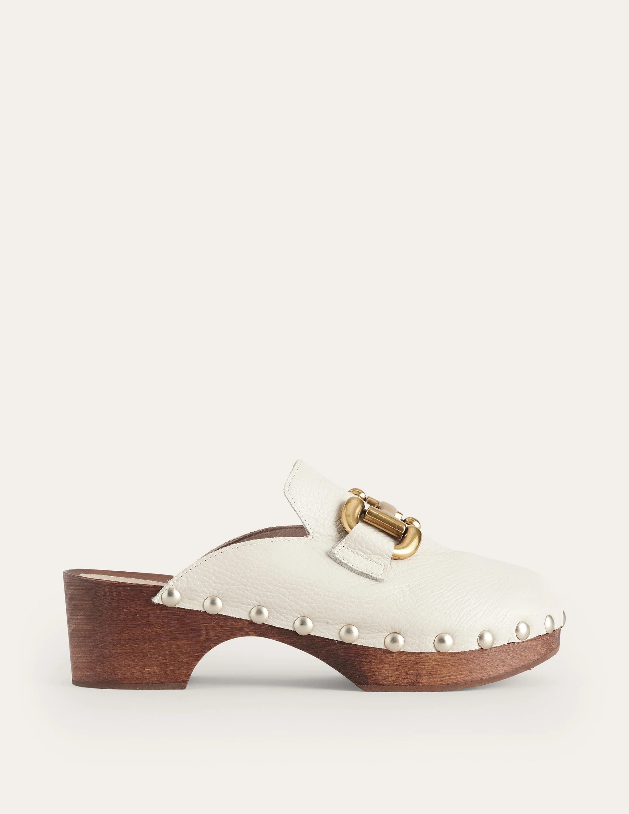 Iris Snaffle Heeled Clogs-Ecru - Image 2