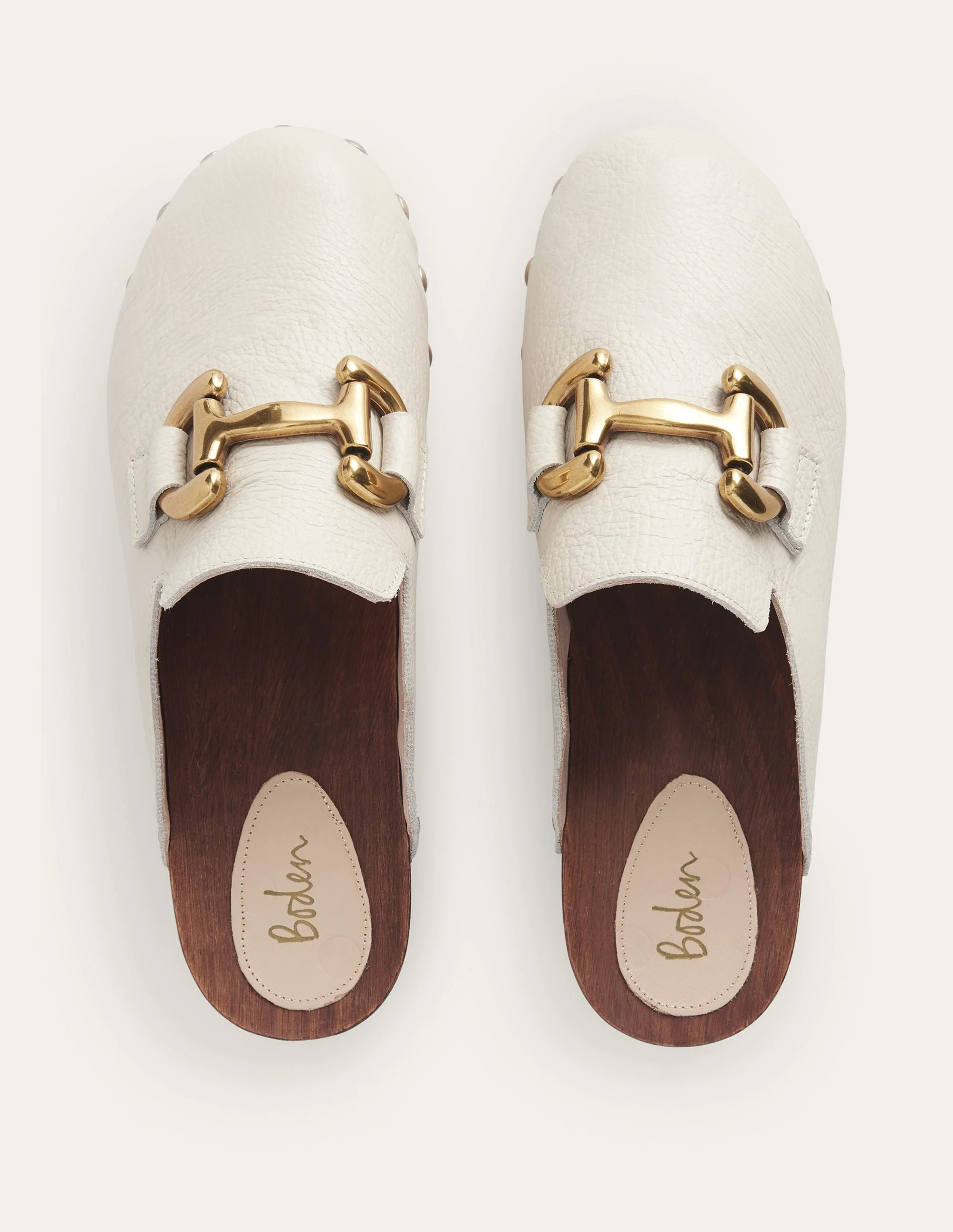 Iris Snaffle Heeled Clogs-Ecru - Image 5