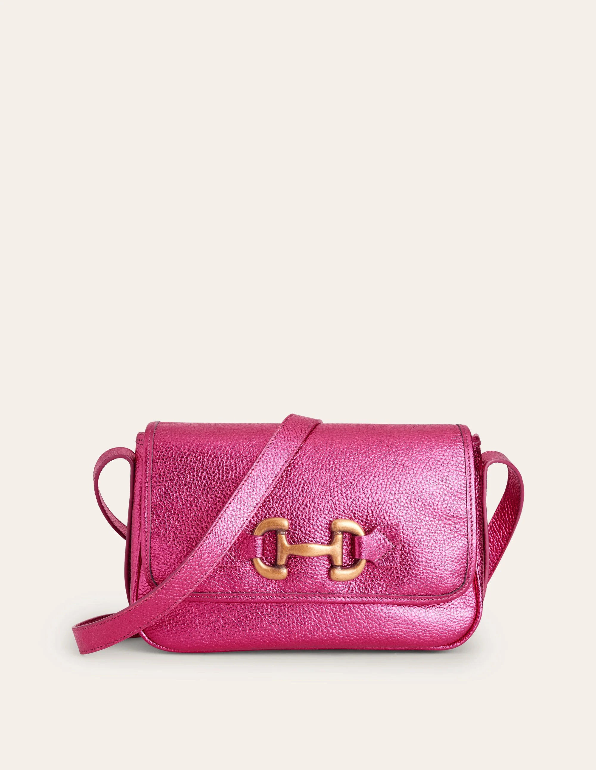 Iris Snaffle Leather Bag-Metallic Pink - Image 2