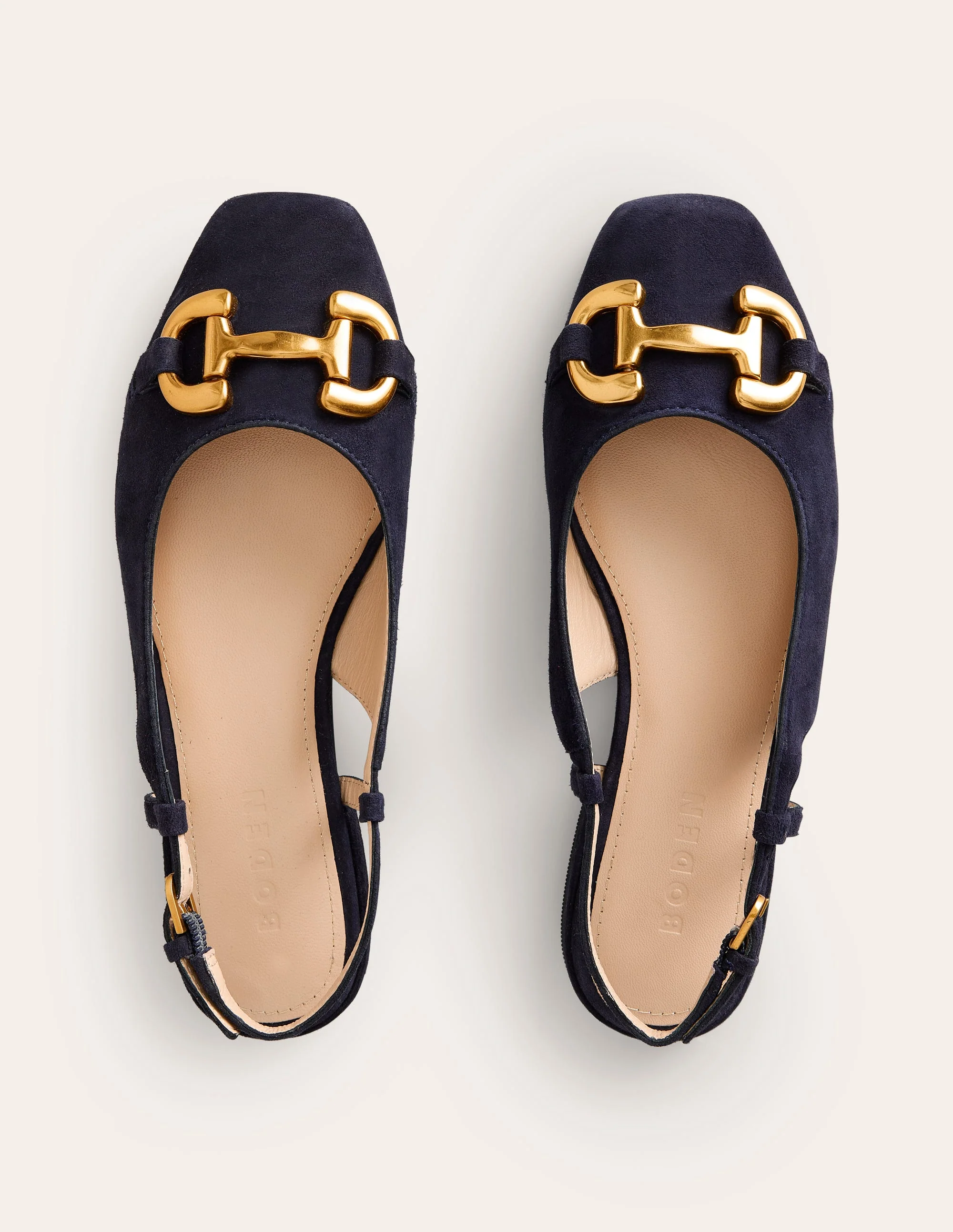 Iris Snaffle Slingback Flats-Dark Navy Suede - Image 5