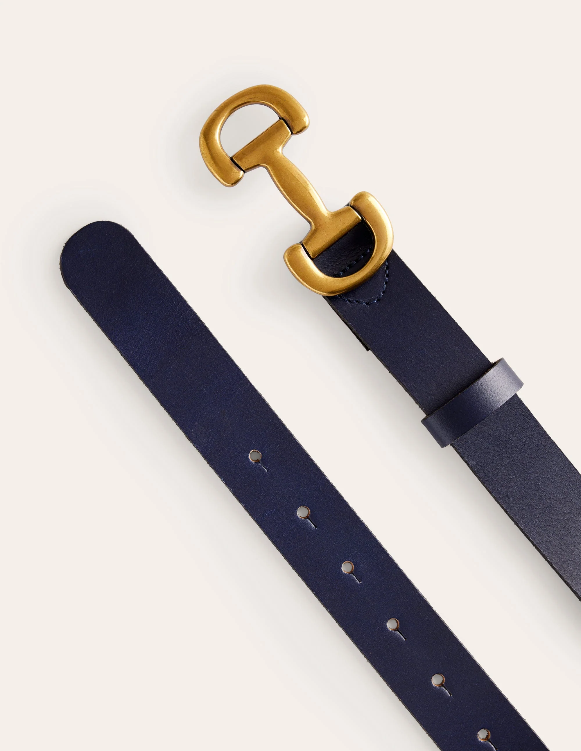 Iris Snaffle-Trim Leather Belt-Navy - Image 3