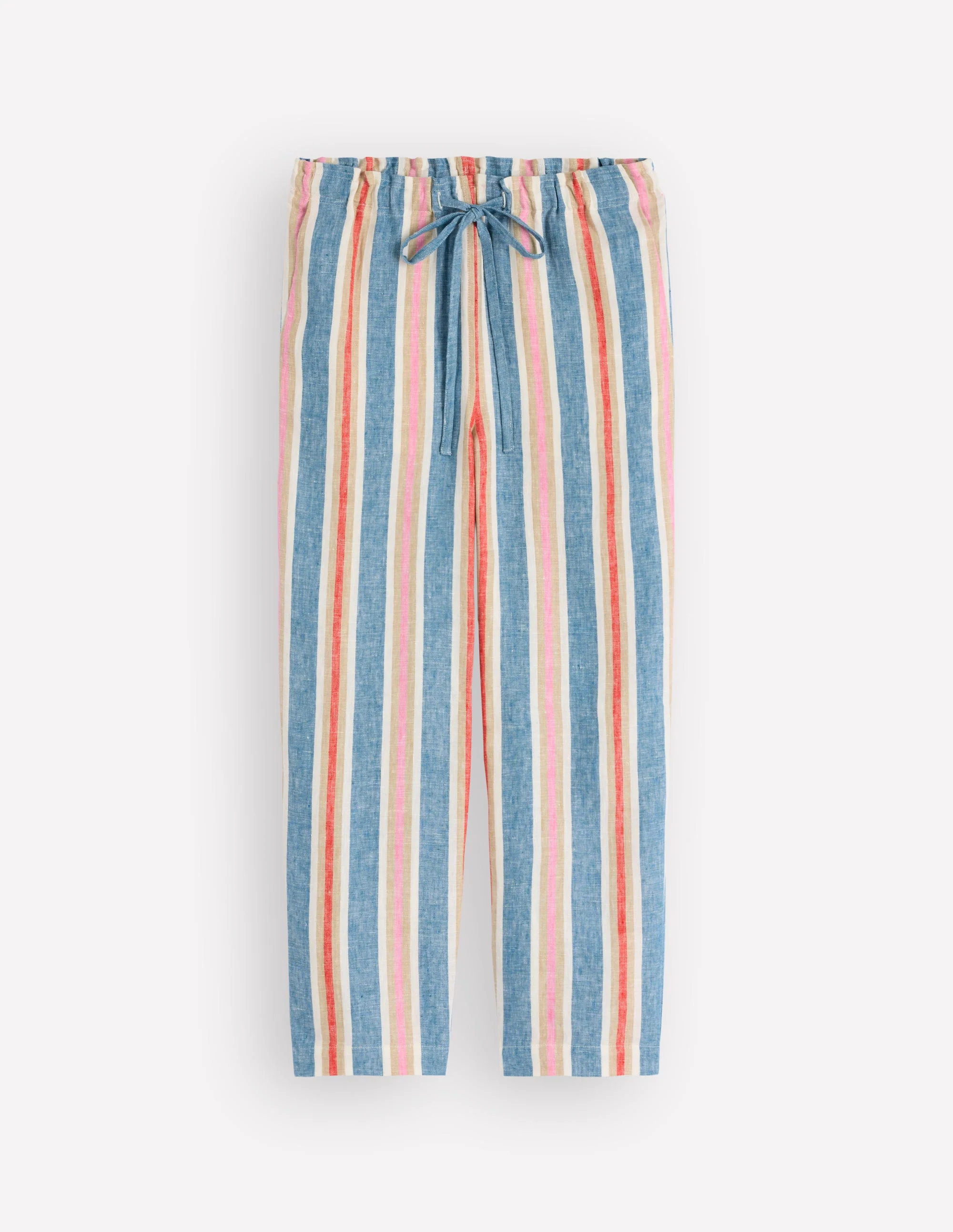 Islington Linen Crop Trousers-Blue, Pink, Red Multistripe - Image 6