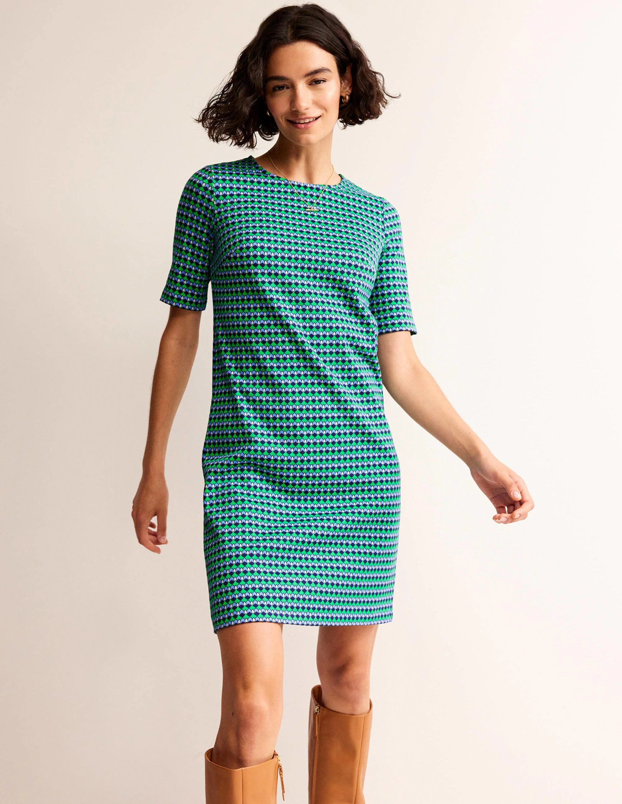 Ivy Jacquard Jersey Dress-Bright Green, Terrace Geo
