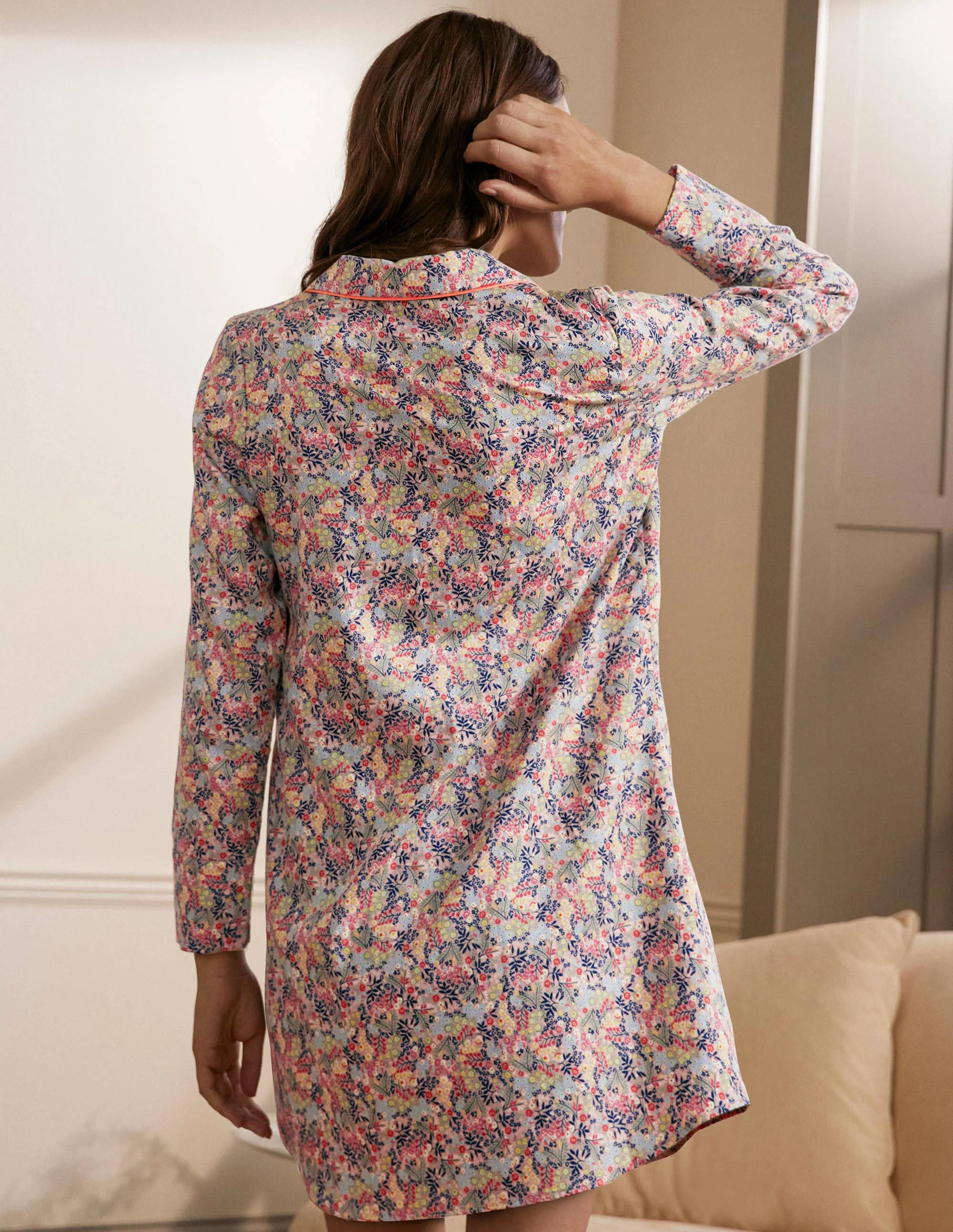 Janie Longline Pyjama Shirt-Milkshake, Enchanting Forest - Image 2