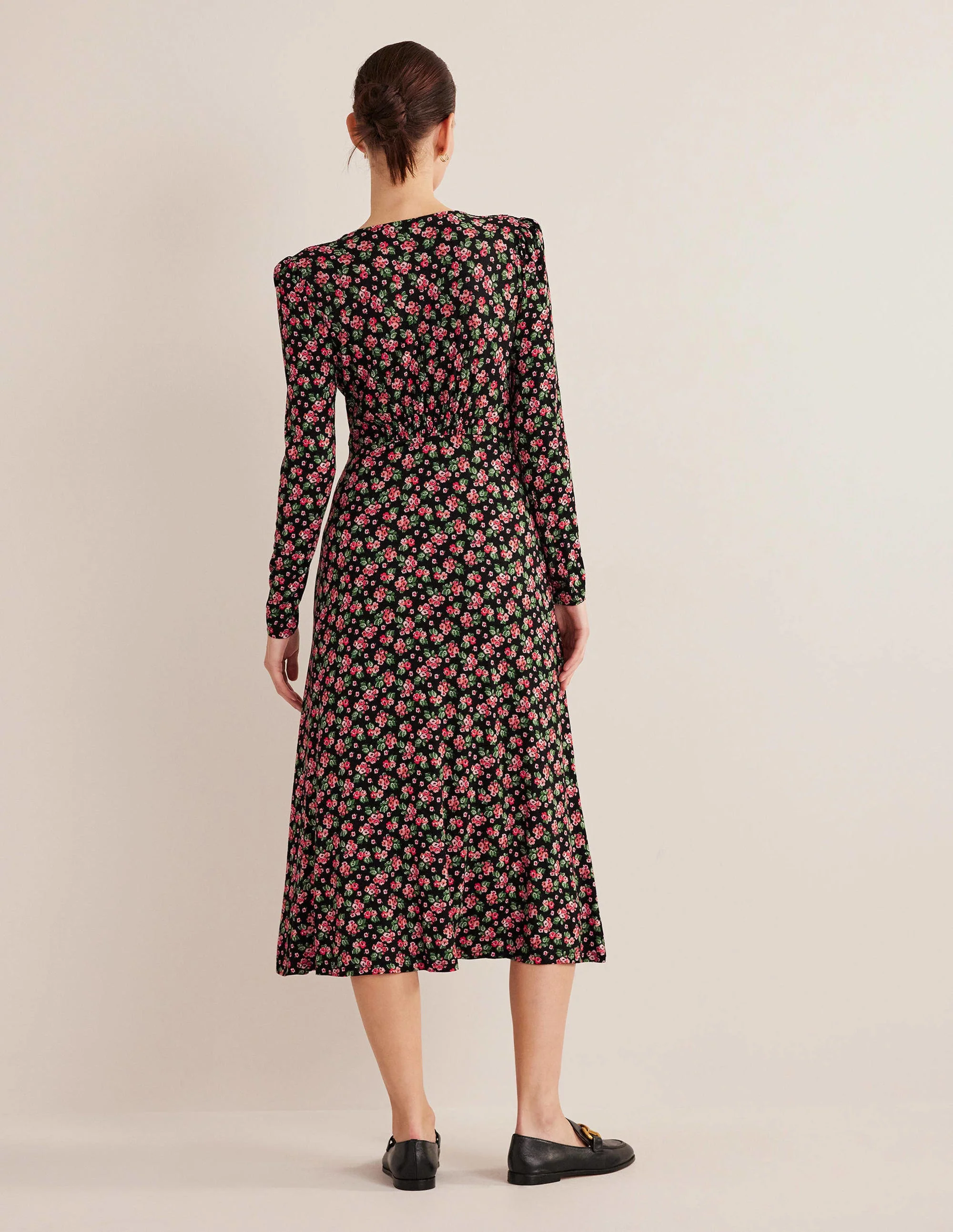 Jersey Midi Tea Dress-Black, Diamond Rose - Image 3