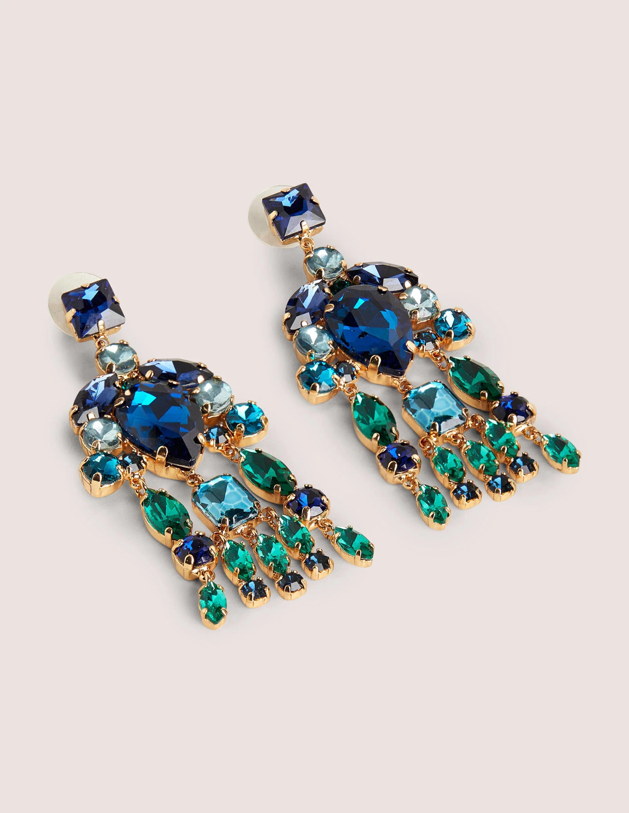 Jewel Chandelier Earrings-Blue/ Green - Image 2