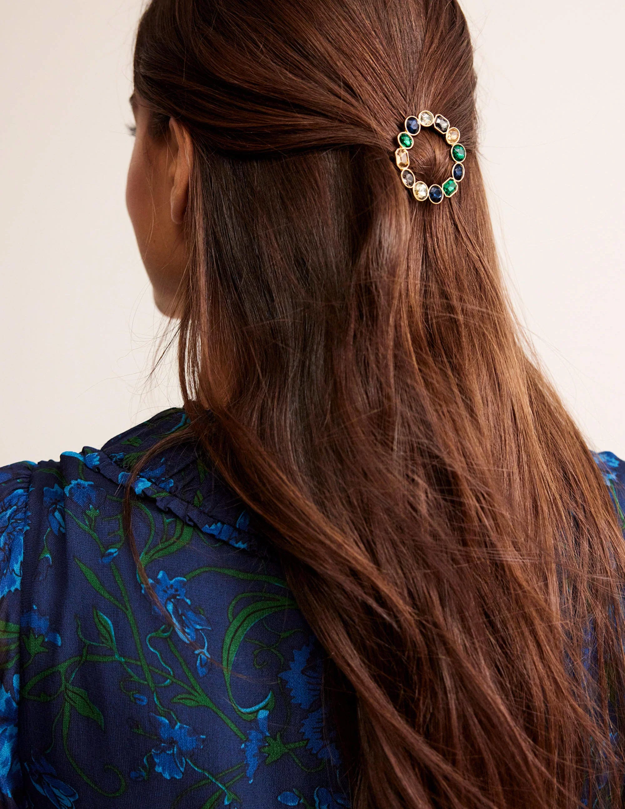 Jewelled Hair Slides-Multi Blue