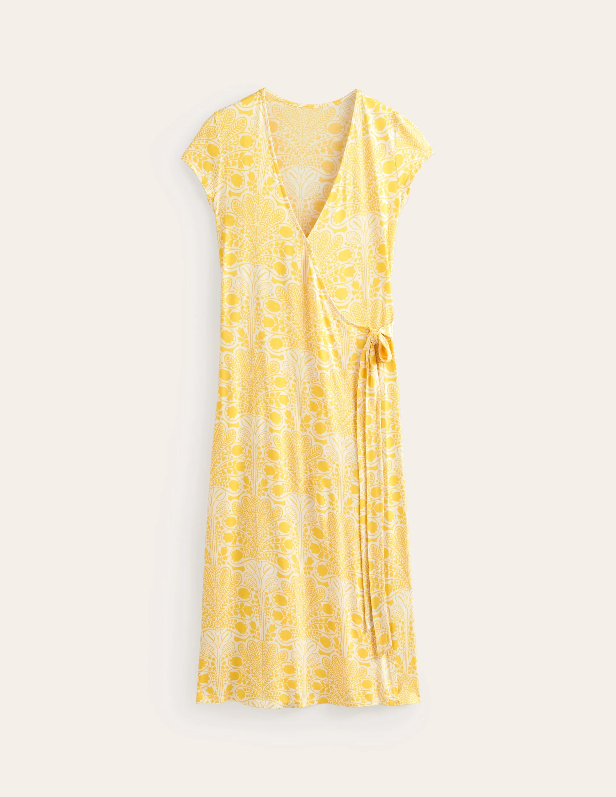 Joanna Cap Sleeve Wrap Dress-Passion Fruit, Gardenia Swirl - Image 5