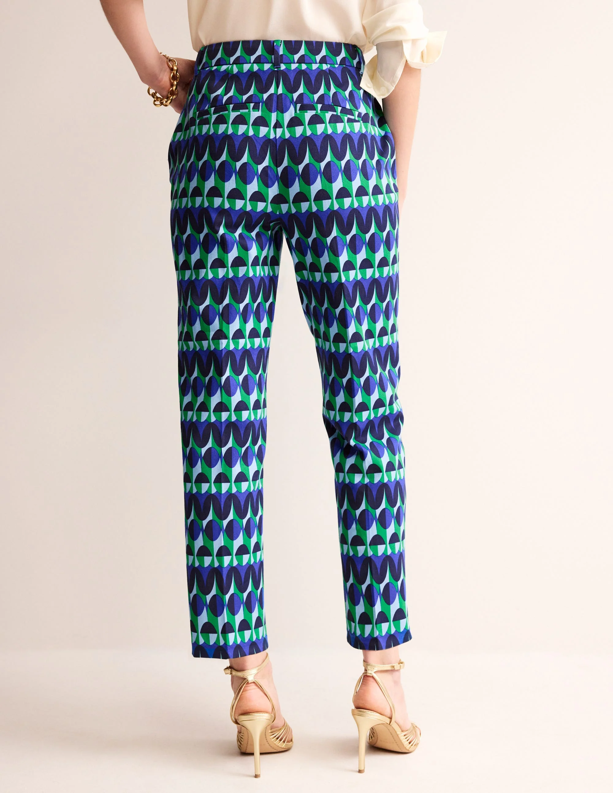 Kew Printed Trousers-Blue, Abstract Illusion - Image 3